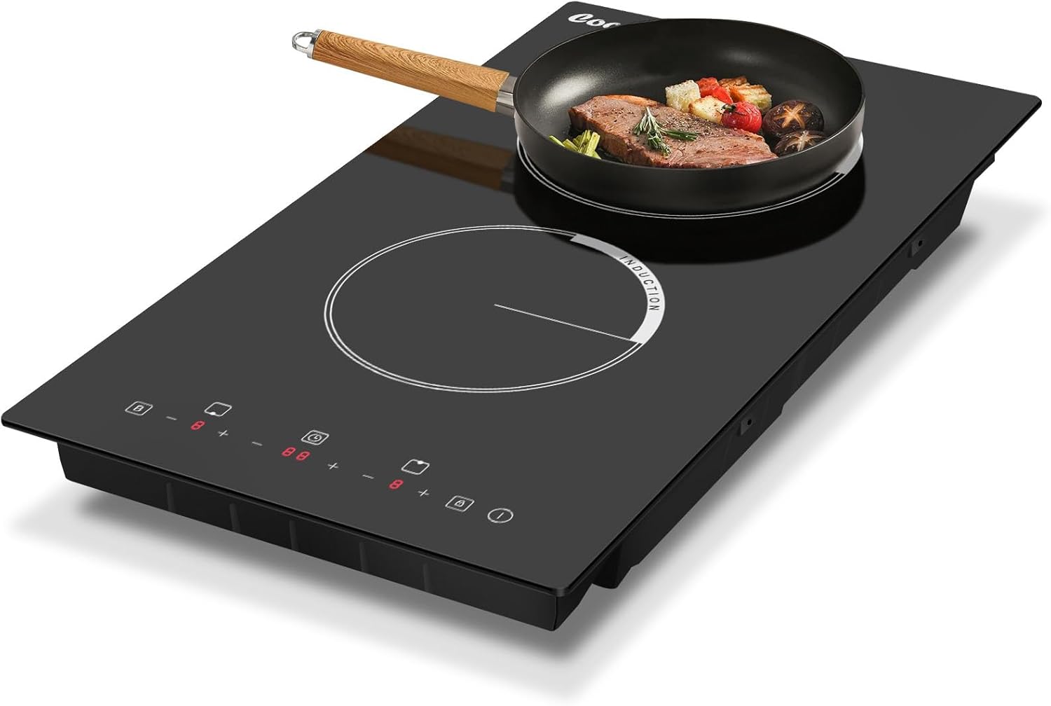 Cooksir Induction Hob 2 Zone, Induction Hob 2 Ring, 30CM Built-in Hob, Glass Ceramic Hob, Induction Hob 3500W, Sensor Touch Control, 9-Power Levels, 220-240v (No Plug).