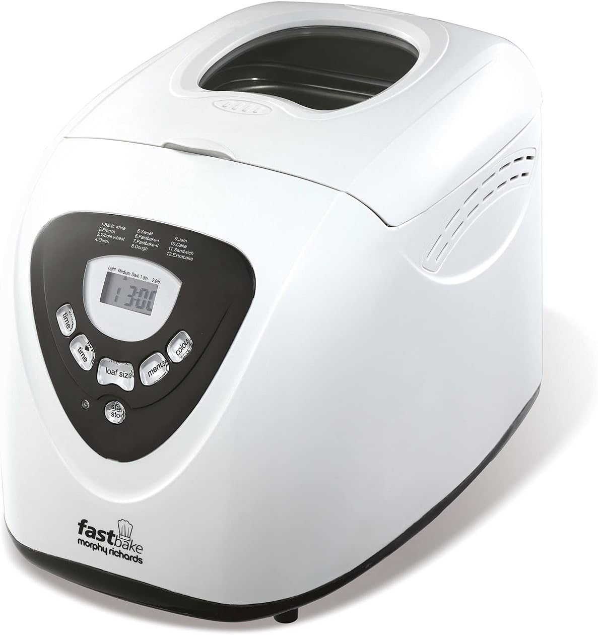 Morphy Richards Fastbake Breadmaker, 12 Programmes, 1.5lb, 2lb Loaf Sizes, 13 Hour Delay Timer, Keep Warm, 48281.