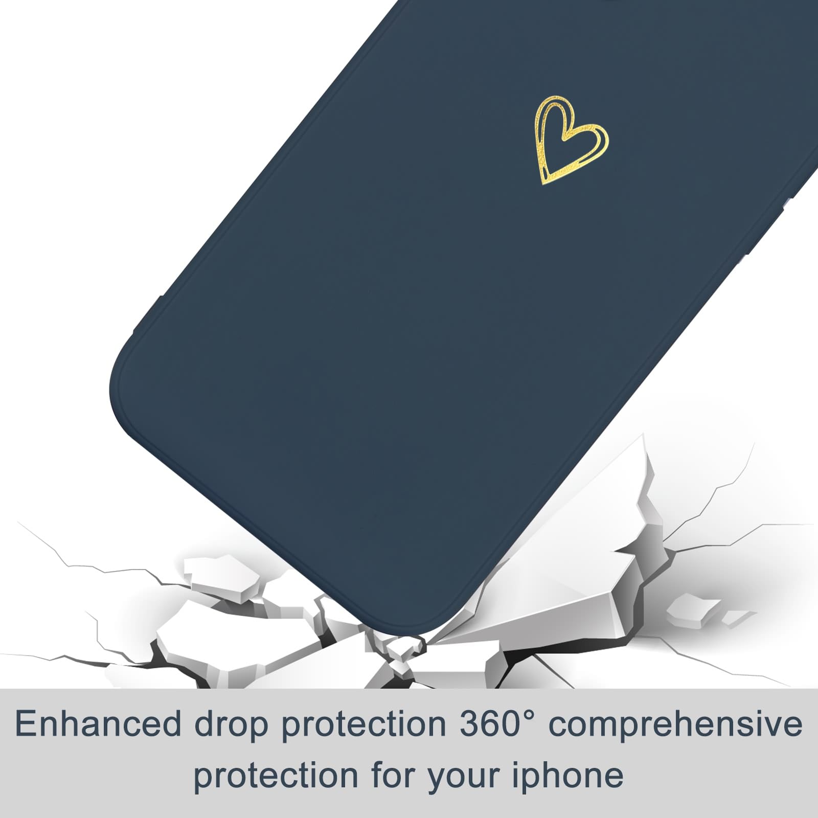 Wirvyuer Compatible with iPhone SE Case 2022/2020, iPhone 8 iPhone 7 Phone Case for Women Girls Silky Soft Protective Shockproof Silicone Phone Case with Cute Heart Pattern Design, Blue.