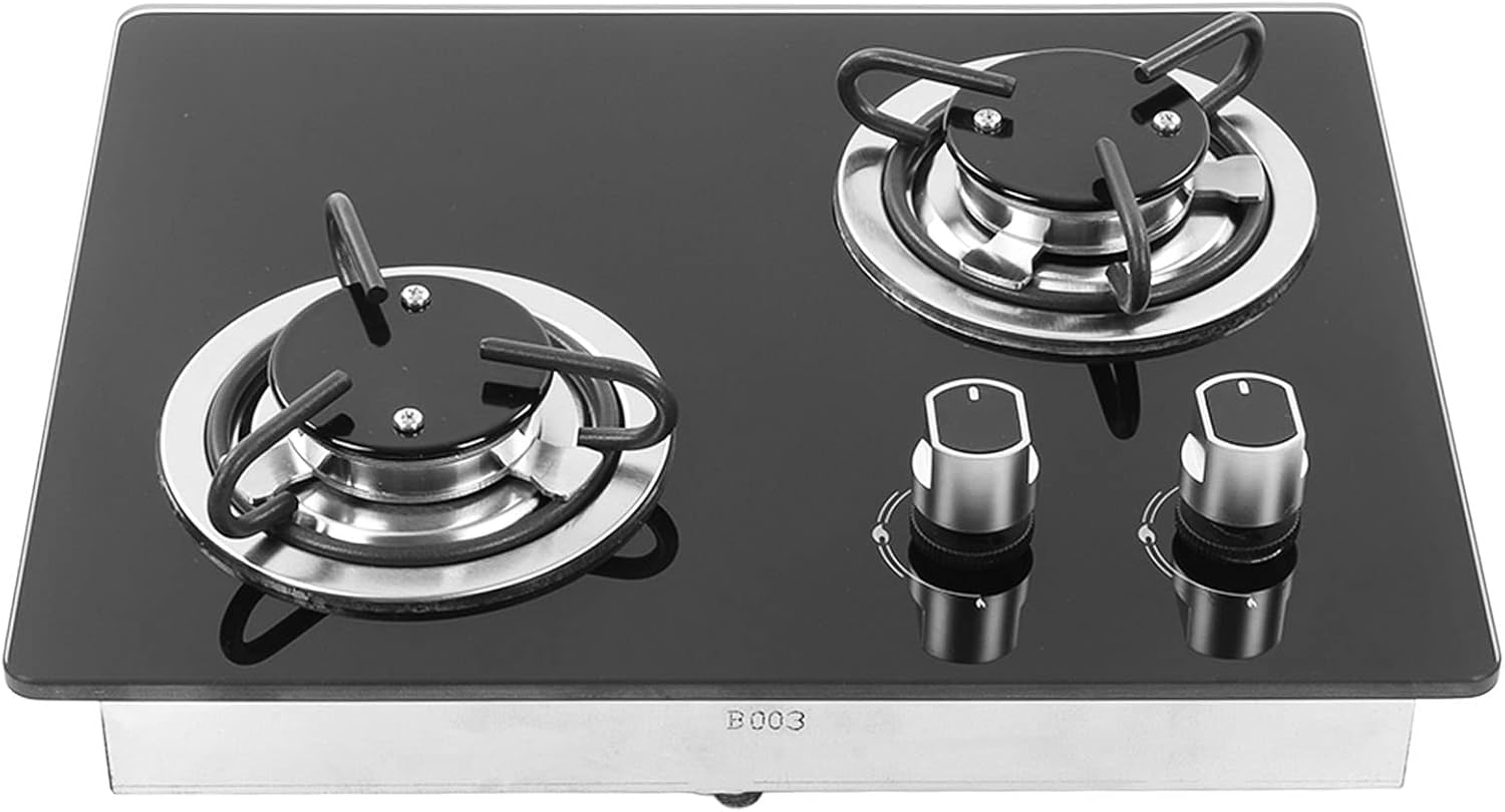 Gas Hob,RV Gas Stove 2 Burners 1.8Kw Power Tempered Glass Panel Easy to Clean Gas Cook Top Hob Gas Hob Gas Cooker Gas Cooker Hobs for Boat Caravan Camper.