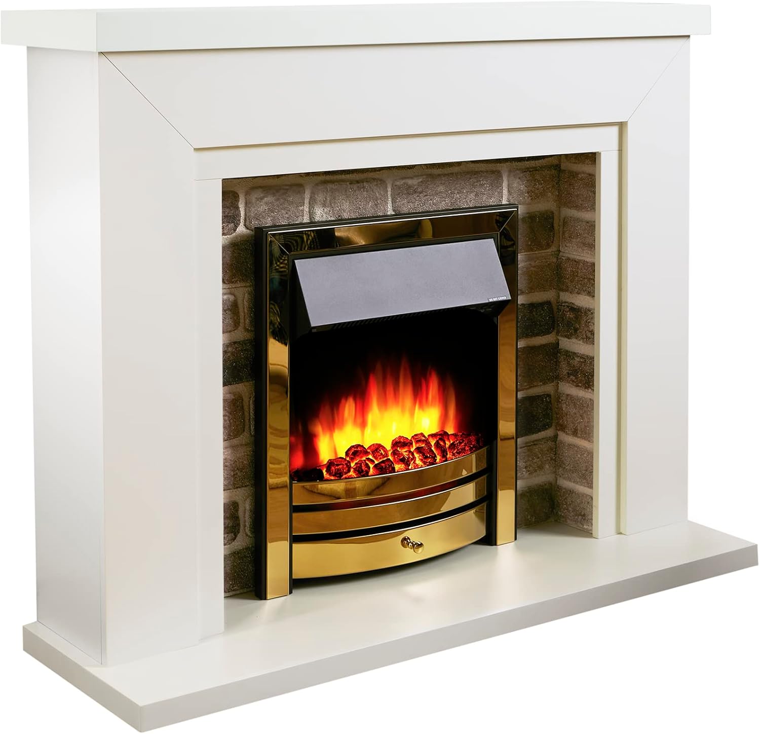 Endeavour Fires Flamborough Electric Fireplace, 1&2kW, 7 day Programmable Remote Control Electric Fire in 48’’ Off White Surround (Grey Top/Chrome Fire).