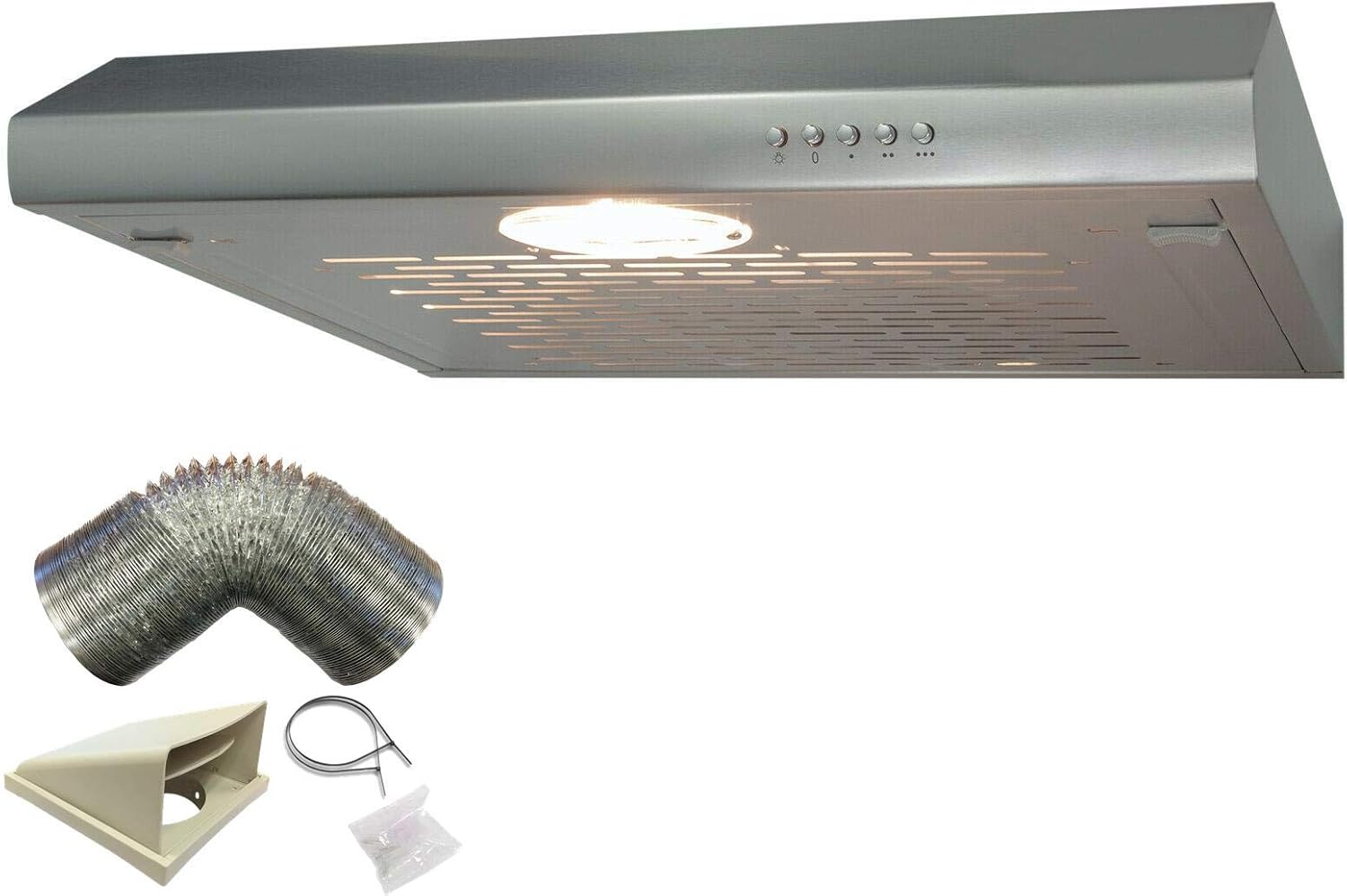 SIA STH60SS 60cm Stainless Steel Visor Cooker Hood Kitchen And 3m Ducting Kit.