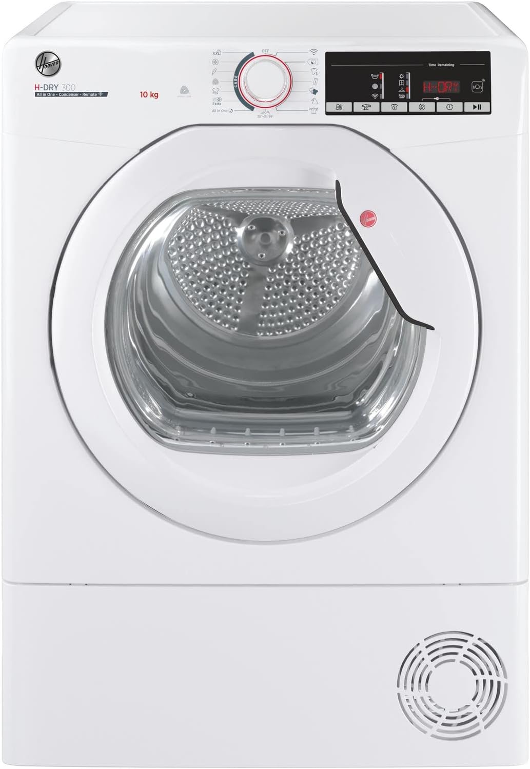 Hoover HLEC10TG80 10Kg Freestanding Condenser Tumble Dryer, WIFI enabled, Sensor Dry, 14 Programmes, White with Chrome door.