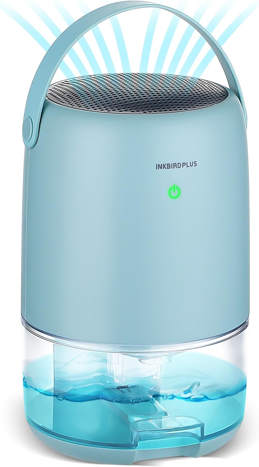 INKBIRD Dehumidifier for Home, 1100ML Portable Dehumidifier with 7 Color LED Light, Auto Off, Electric Ultra Quiet Dehumidifier for Home, Bathroom, Drying Clothes.