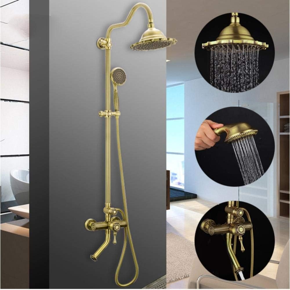 DMUNIZ Faucet,Sanitary Ware Suite Antique Style Bathroom Shower Faucet Mixer Rain Shower Set Waterfall Bath Faucet System Tapware.