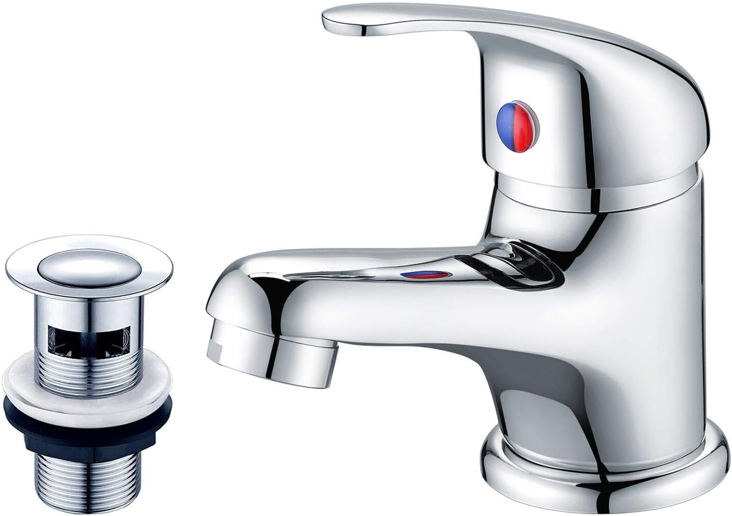 SDHouse Bathroom Sink Taps with Slotted Pop-up Waste,Chrome Mono Basin Taps Single Lever.