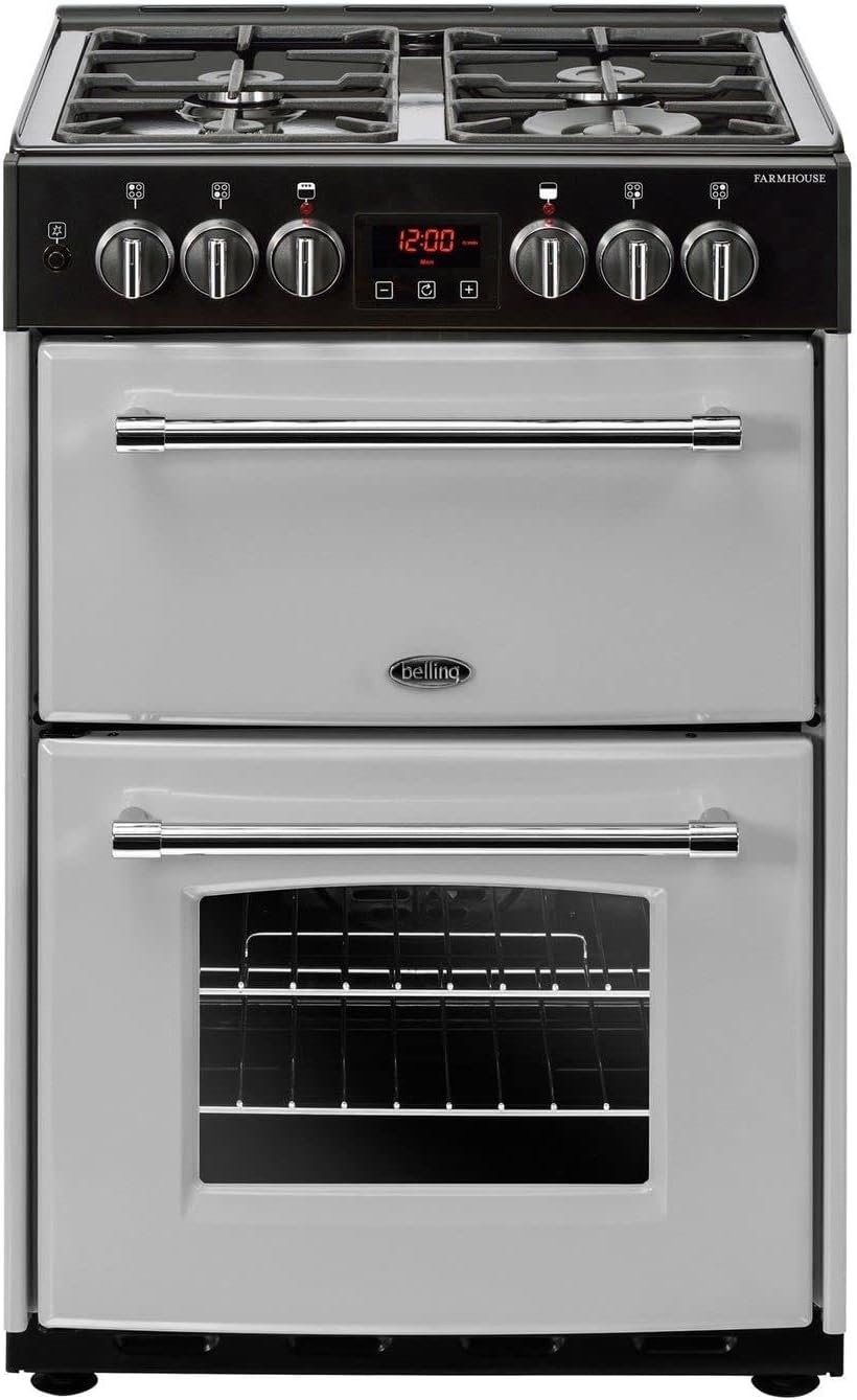 Belling Farmhouse 60DF 60cm Double Oven Dual Fuel Mini Range Cooker - Silver.