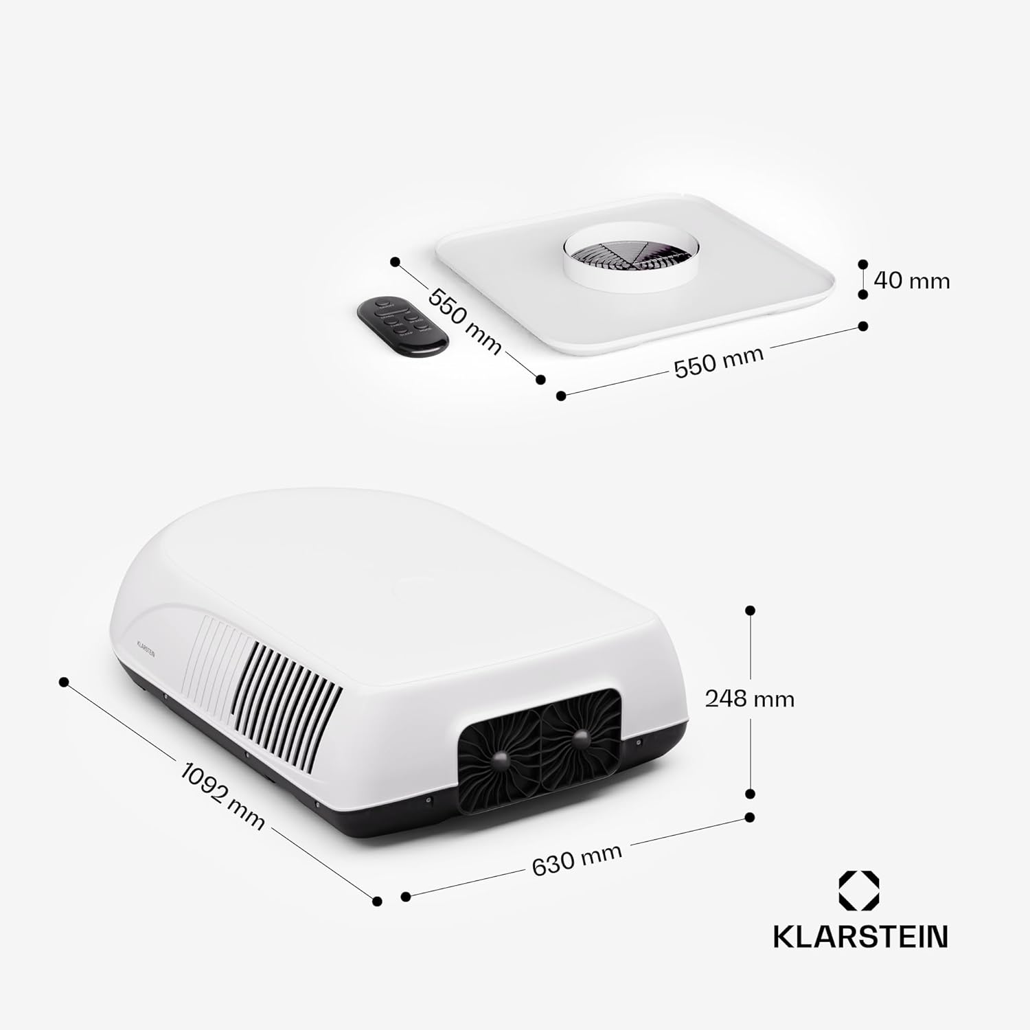 KLARSTEIN Mobile Air Conditioner For Campervans, Caravans & Motorhomes - Ceiling Air Cooler With 5 Modes For Efficient Cooling & Heating, Ideal For On The Road.