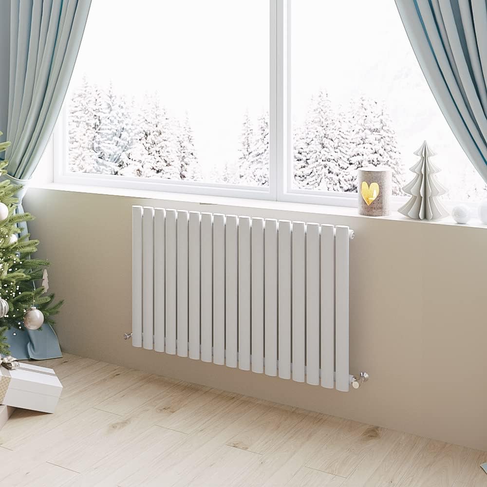 Vertical Radiator Oval Column Designer Central Heating Tall Rad 1600x354mm Single White.