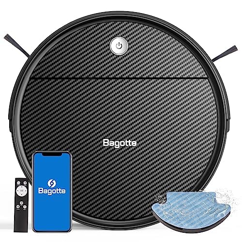 Bagotte Robot Vacuum Cleaner, 3-in-1 Robot Vacuum and Mop,2000Pa,Gyro Navigation,150 Minutes Long Running Time, Carpet Automatic Boost,Self-Charging, Ideal for Pet Hair Hard Floor, WIFI/APP/Alexa.