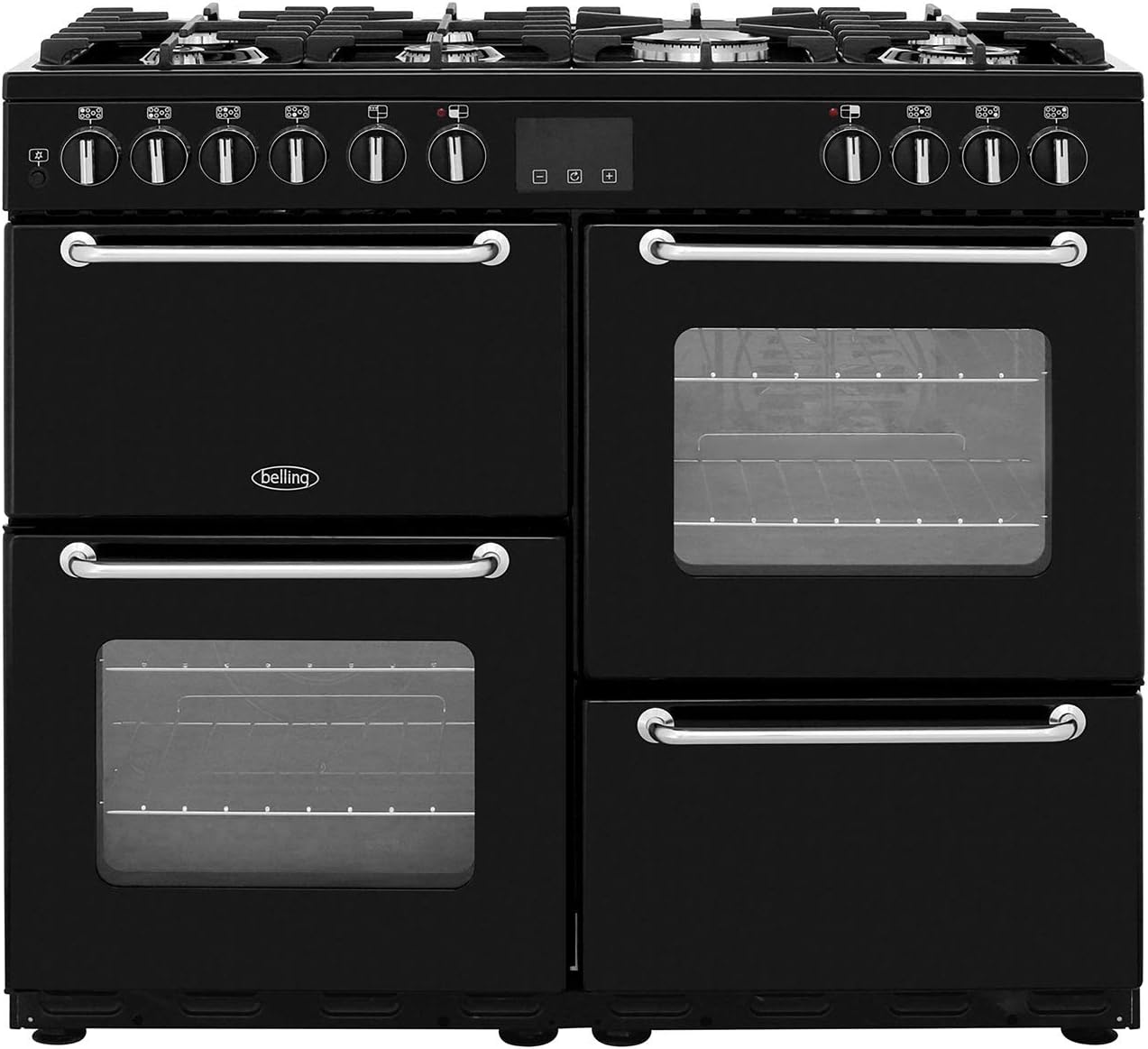 Belling SANDRINGHAM100DFT Freestanding A/A Rated Dual Fuel Range Cooker -Black.