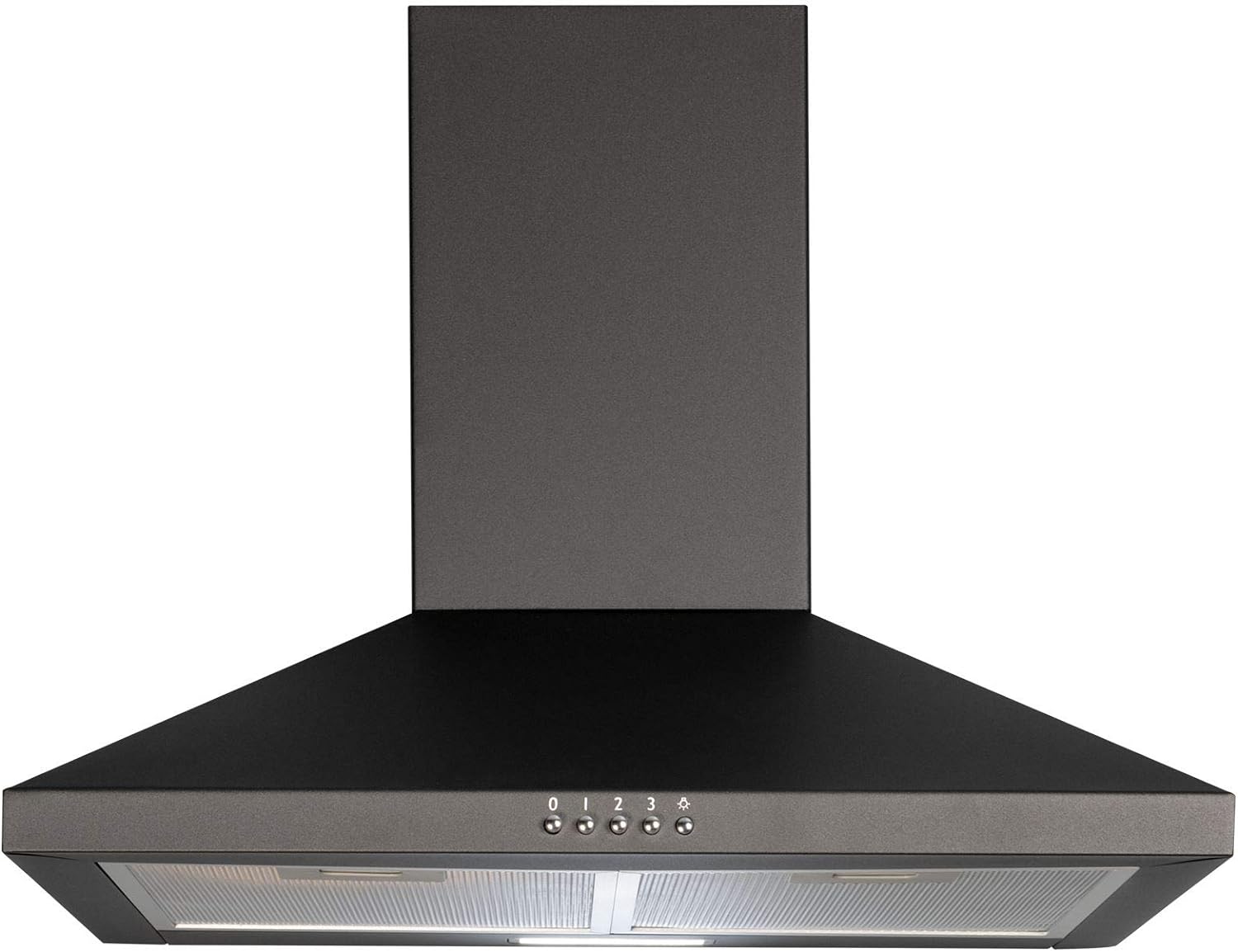 SIA CHL60BL 60cm Pyramid Chimney Cooker Hood Kitchen Extractor Fan In Black, 5 Year Parts & 2 Year Labour Guarantee, Internal Re-circulation Or External Extraction, 3 Variable Speeds.