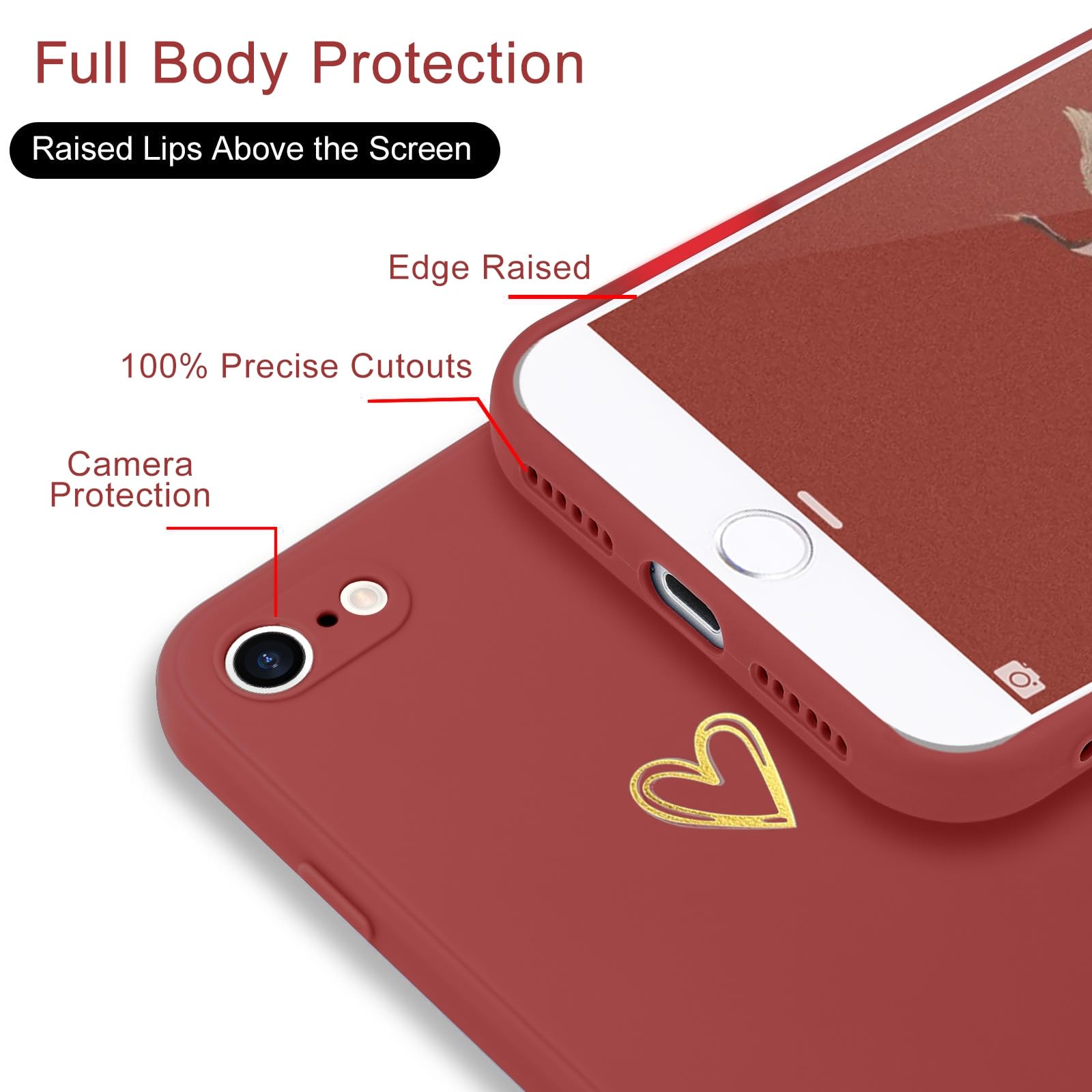 Wirvyuer Compatible with iPhone SE Case 2022/2020, iPhone 8 iPhone 7 Phone Case for Women Girls Silky Soft Protective Shockproof Silicone Phone Case with Cute Heart Pattern Design, Blue.