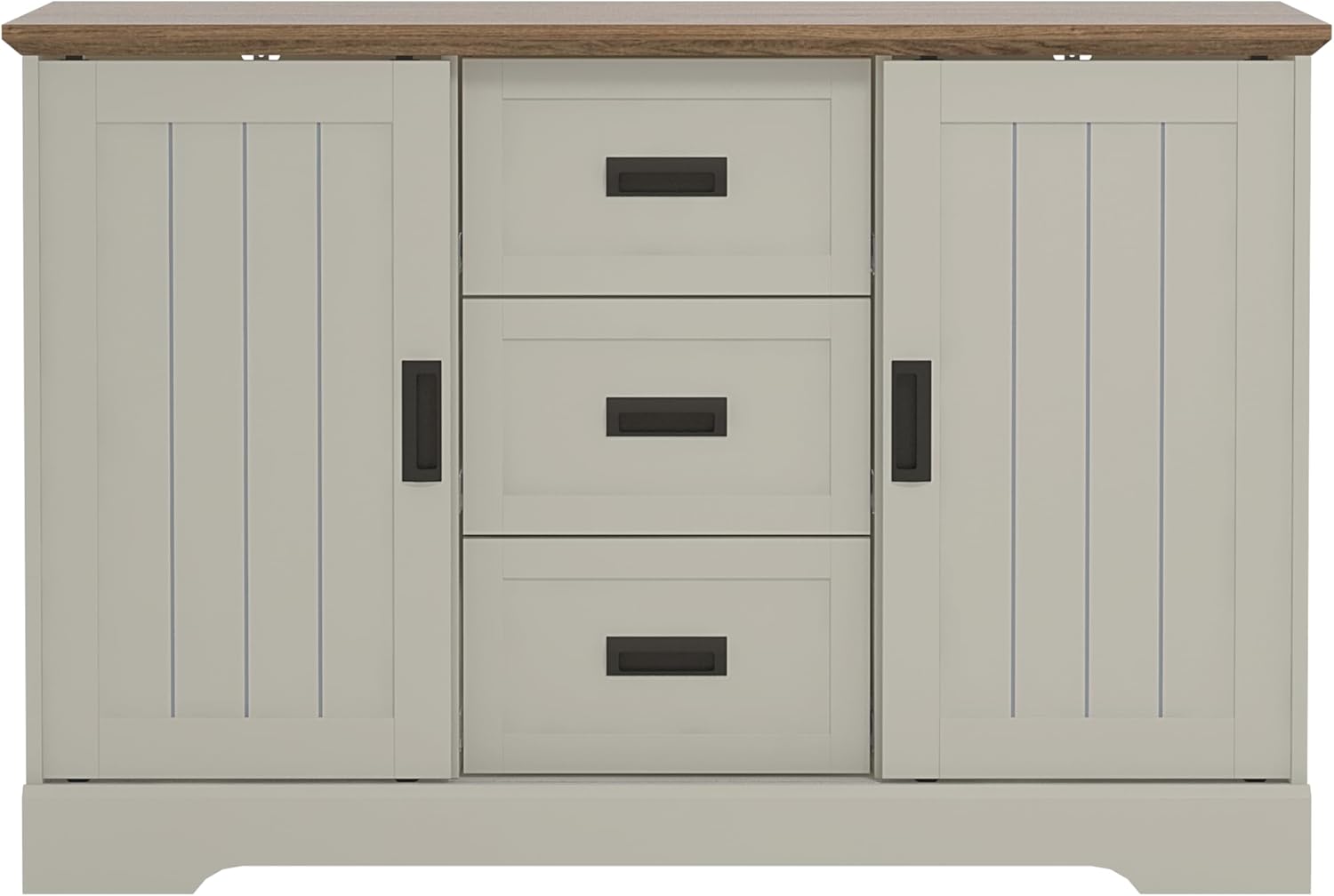 Galano Edison 1 Sliding Door 3 Drawer Sideboard - Cabinet Storage Organizer for Your Home - Space Saving Storage Sideboard - Adjustable Shelves (Light Grey/Oak).