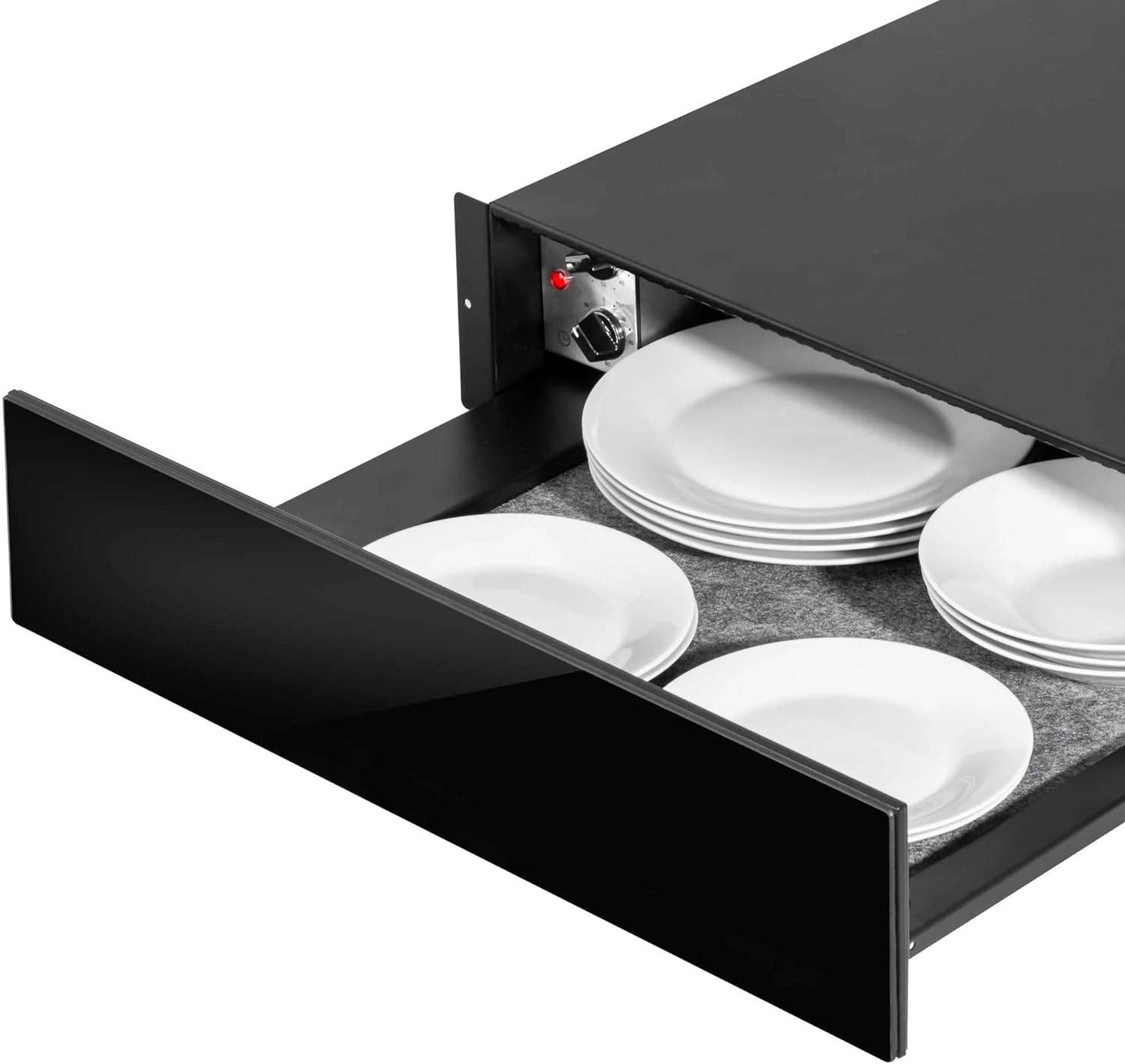 Baridi 60cm Built-In Warming Drawer, Push-to-Open, Anti-Slip Mat, Black - DH201.