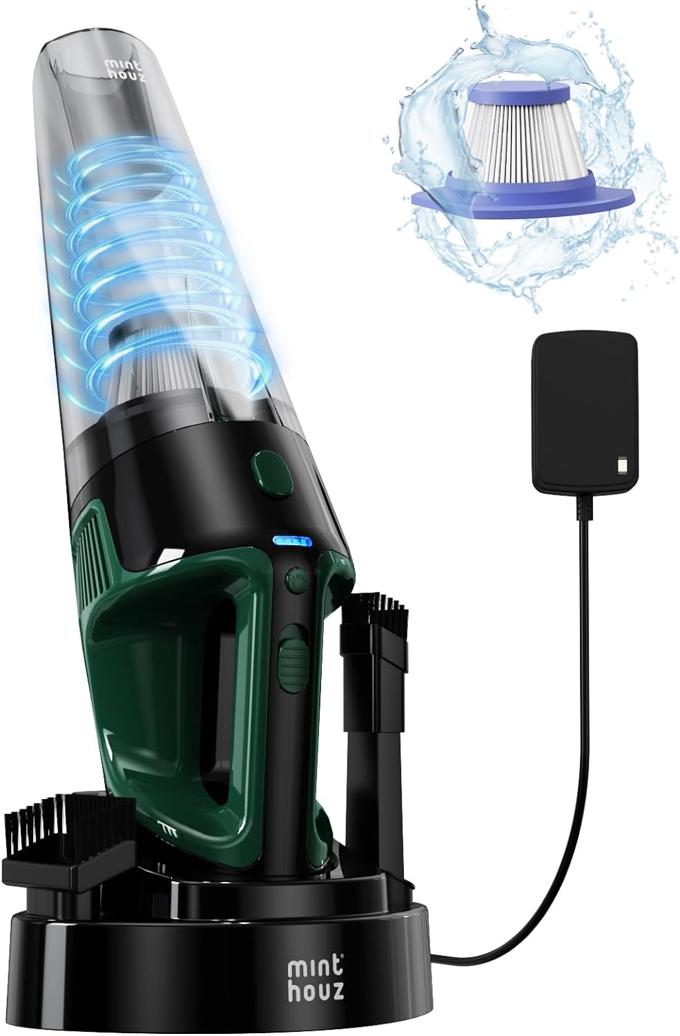 Minthouz Cordless Car Vacuum Cleaner, 120W Powerful Handheld Vacuum Cleaner, Fast Charging, 30 Minutes Run Time, Easy to Clean with 2 HEPA Filters, with LED Light, Suitable for Home, Car, Office.