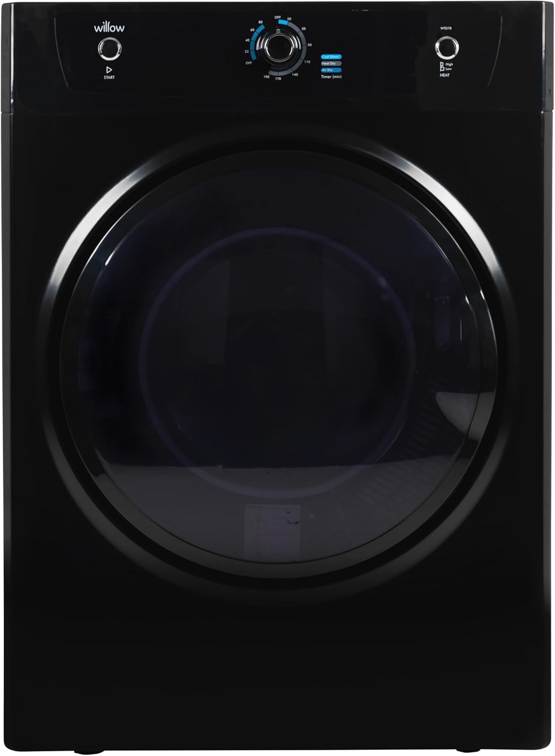 Willow WTD7B 7kg Vented Dryer, Front Loading with Child Lock, 3 Temperatures, Mehanical Controls, Crease Guard, 2 Year Warranty - Black.