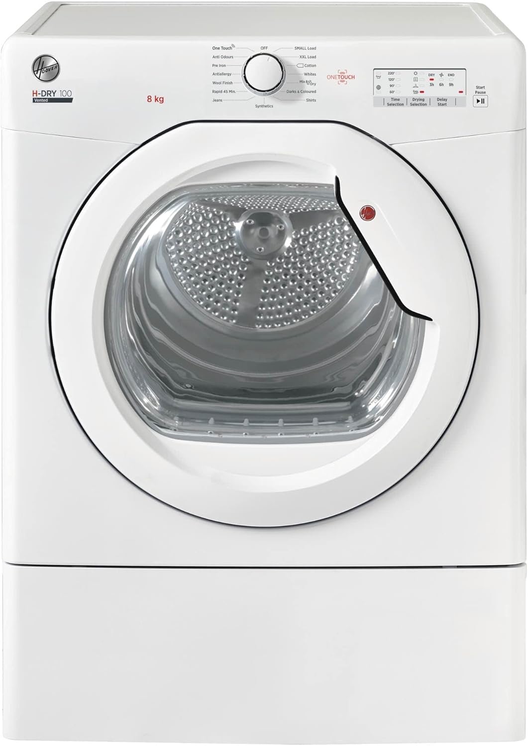 Hoover HLEV8LG 8kg Vented Tumble Dryer, White, LED Display.