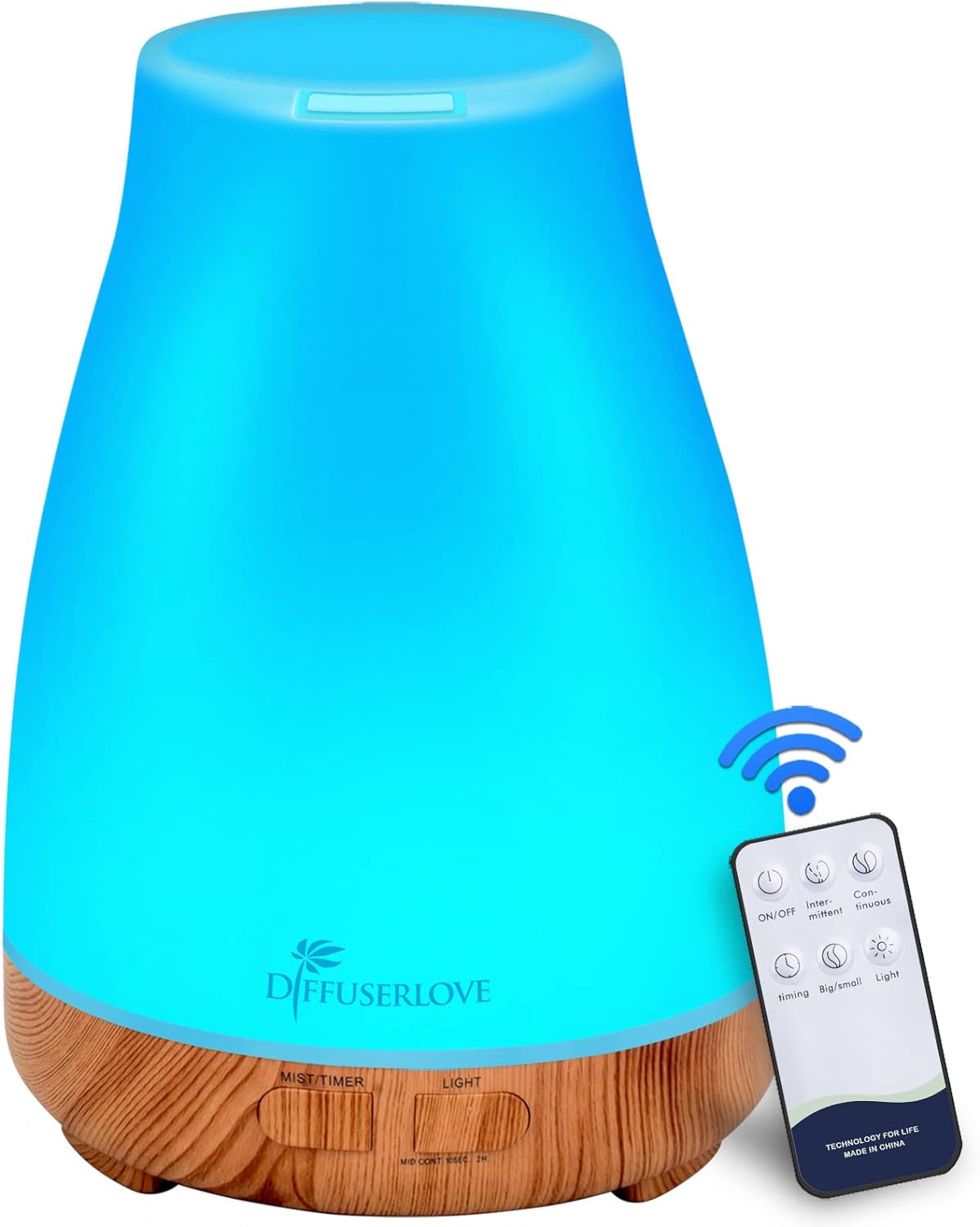 300ML Essential Oil Diffuser Remote Control Aromatherapy Diffuser Mist Humidifiers with 7 Color LED Lights and Waterless Auto Shut-Off for Bedroom Office House Kitchen Yoga.