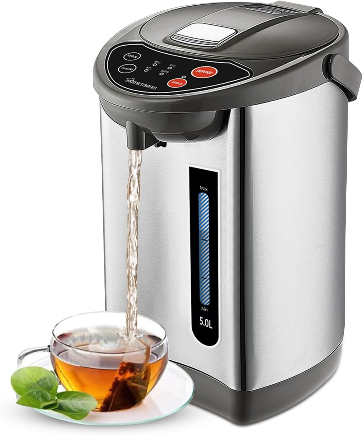 HomeTronix 5L Instant Hot Water Dispenser, Thermal Stainless Steel Water Boiler Catering Urn with 3 Temperature Settings, Auto Re-Boil & Rotatable Base, Electric Kettle for Home Office.