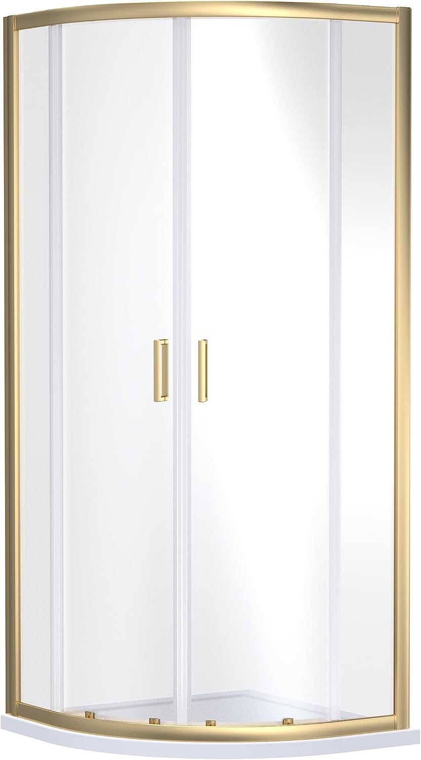 Balterley Quadrant 6mm Toughened Safety Glass Shower Enclosure - 900mm x 900mm - Brushed Brass.