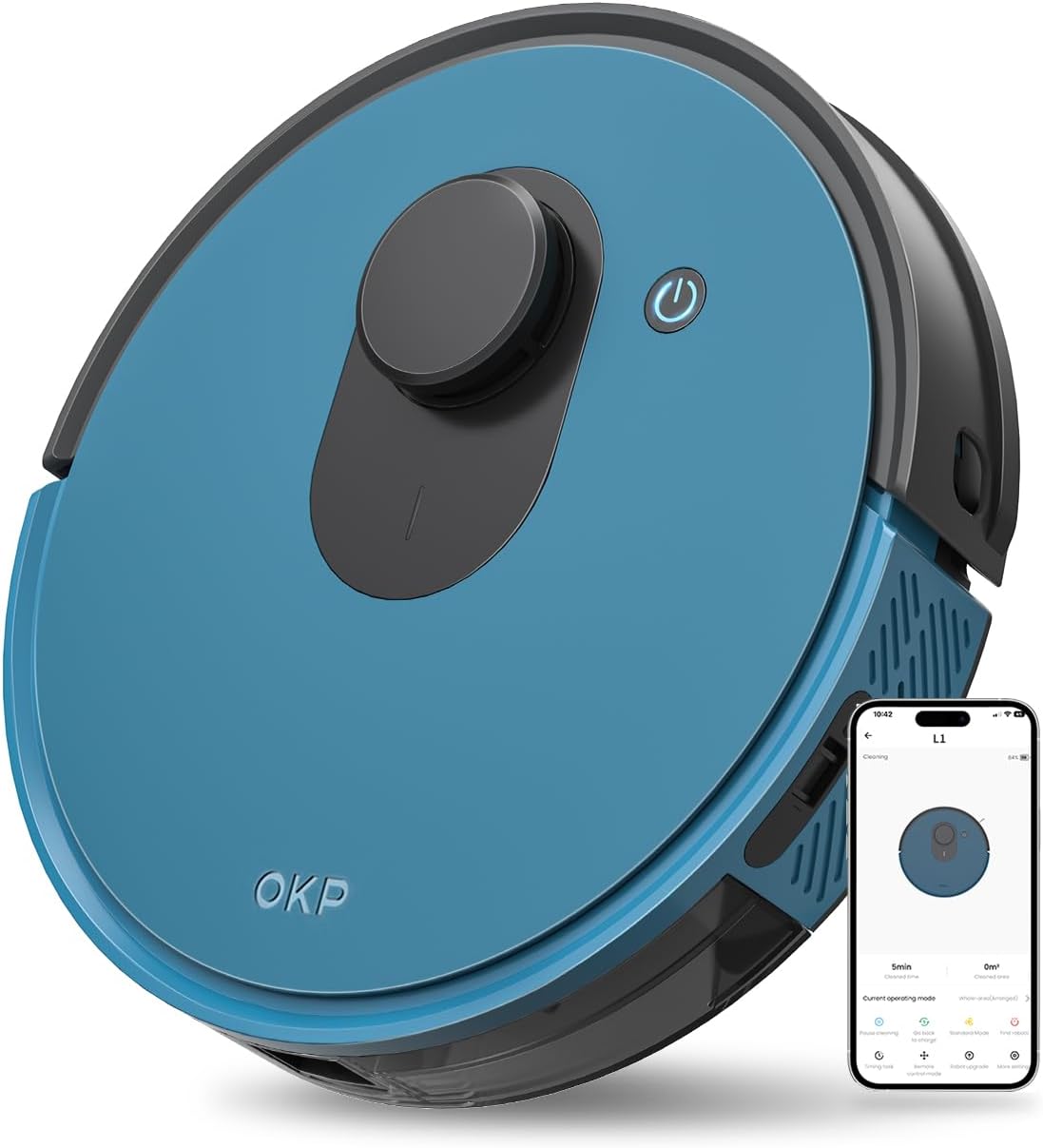 OKP 2500Pa Robot Vacuum Cleaner, Strong Suction, 120 Mins Runtime, Tangle-Free, Precise Obstacle Detection, Smart Self Charging Robotic Vacuums, Ideal for Pet Hair.