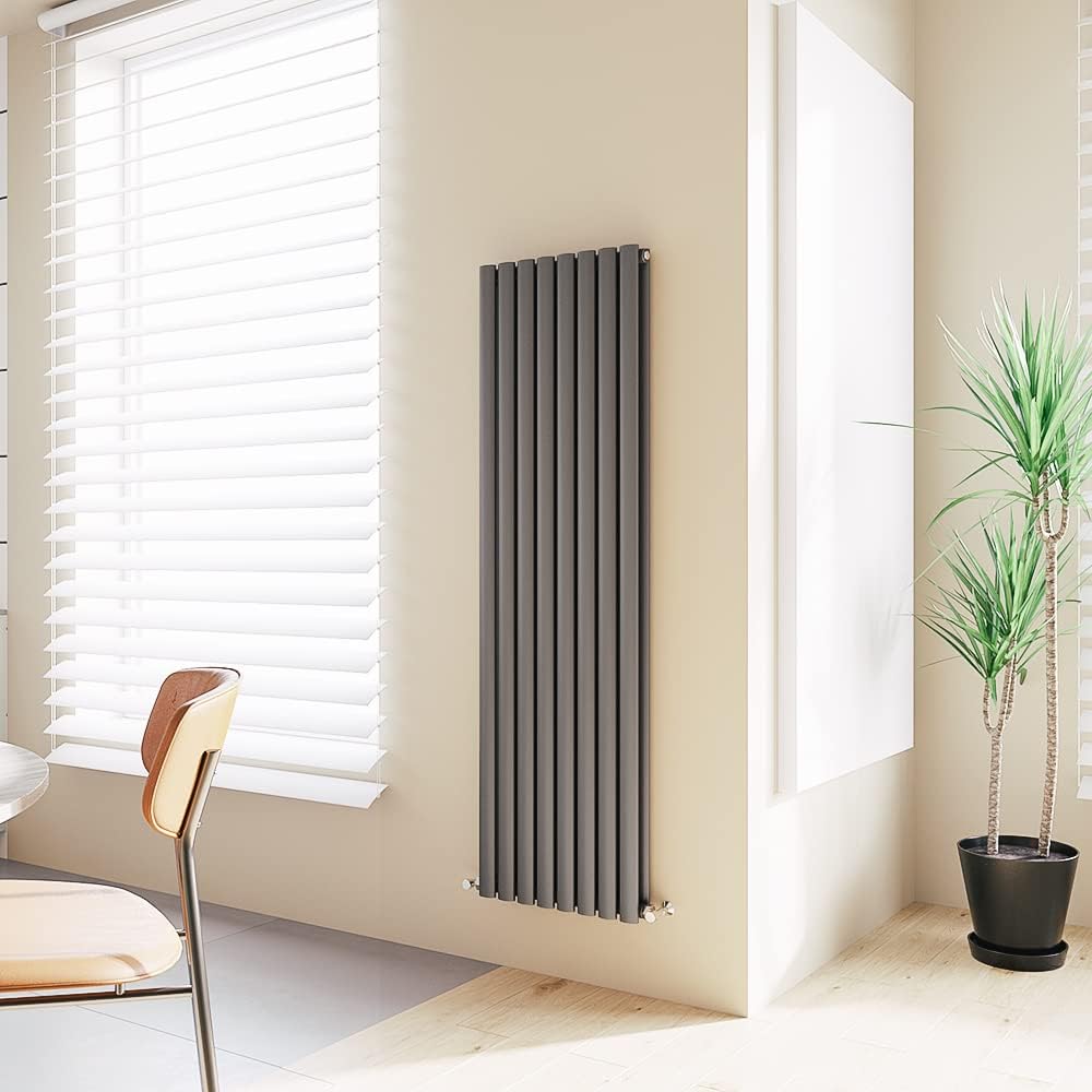 Horizontal Radiator Oval Column Designer Central Heating Rad 600x1593mm Double Anthracite.