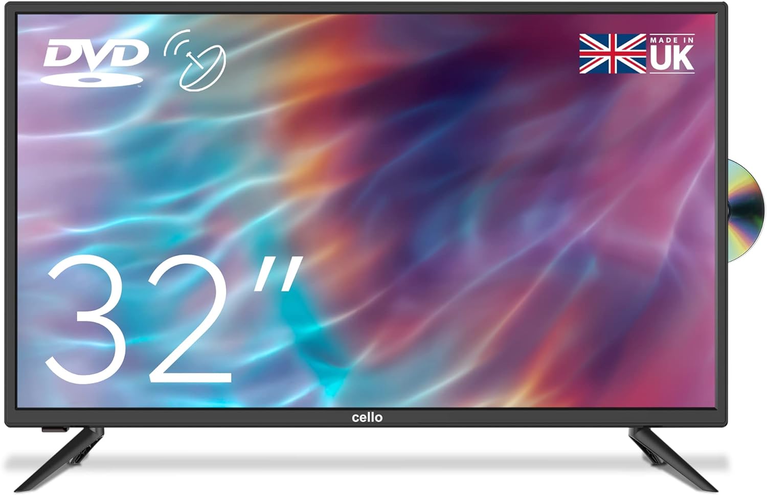 Cello ZF0223 32" inch HD Ready LED TV with built in DVD player with Freeview HD Built in Satellite receiver 3 X HDMI and USB 2.0 to record Live TV Made in the UK,Black.