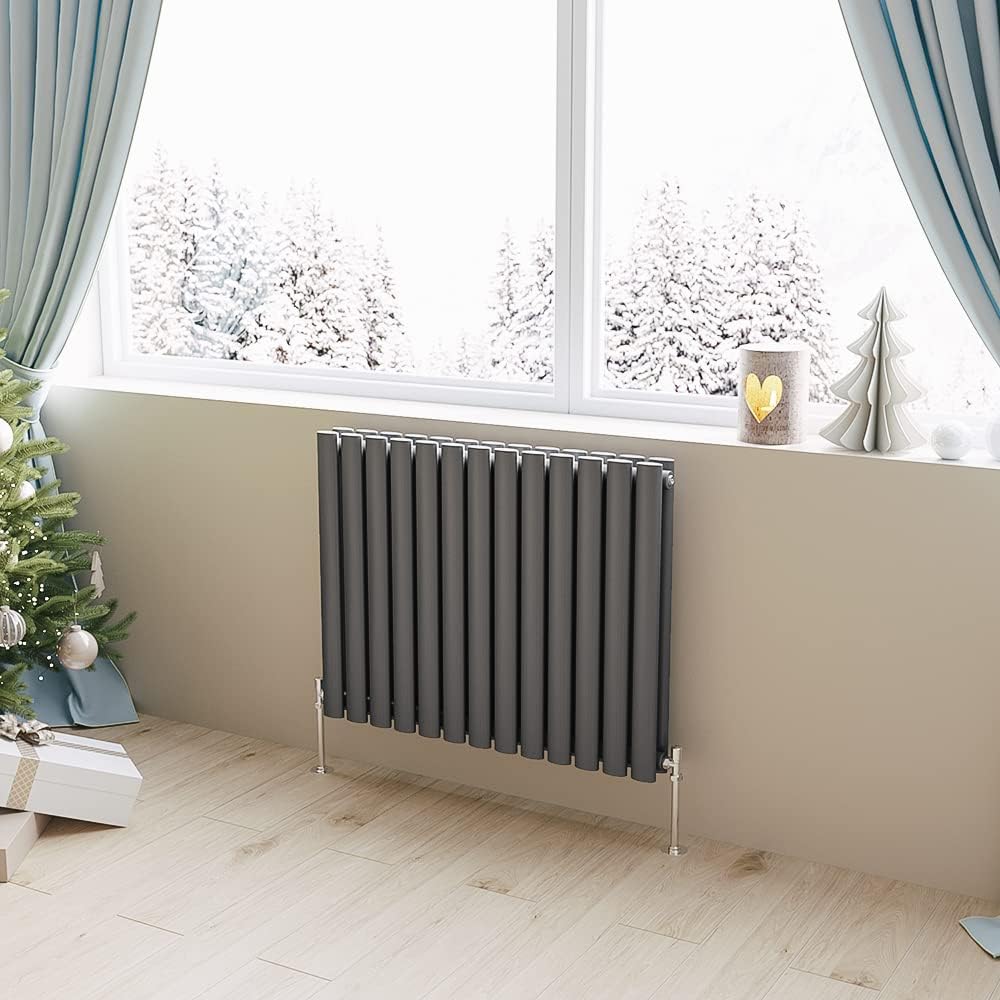 Horizontal Radiator Oval Column Designer Central Heating Rad 600x1593mm Double Anthracite.