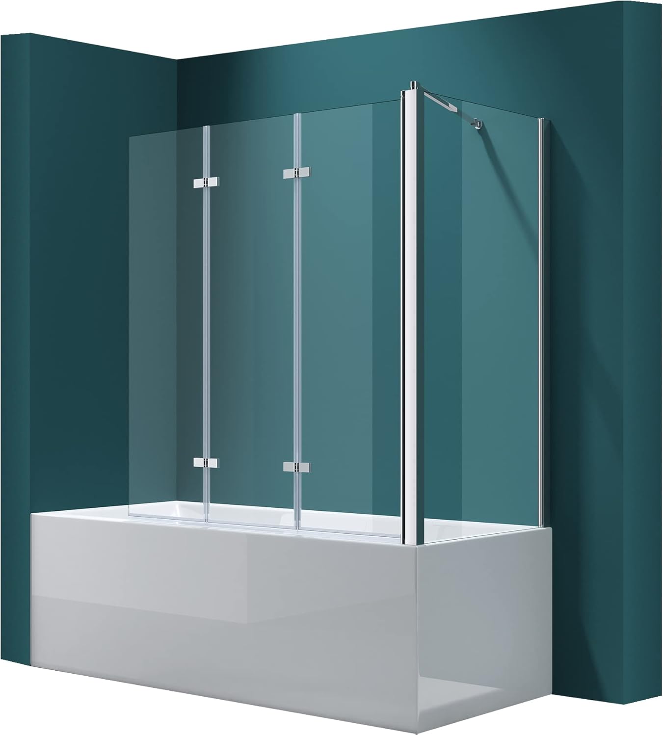 Mai & Mai Shower Screen for Bathtub Safety Glass with Nano-coating Shower Enclosure Bath Attachment 80x140cm Shower Screen Black Cortona201.