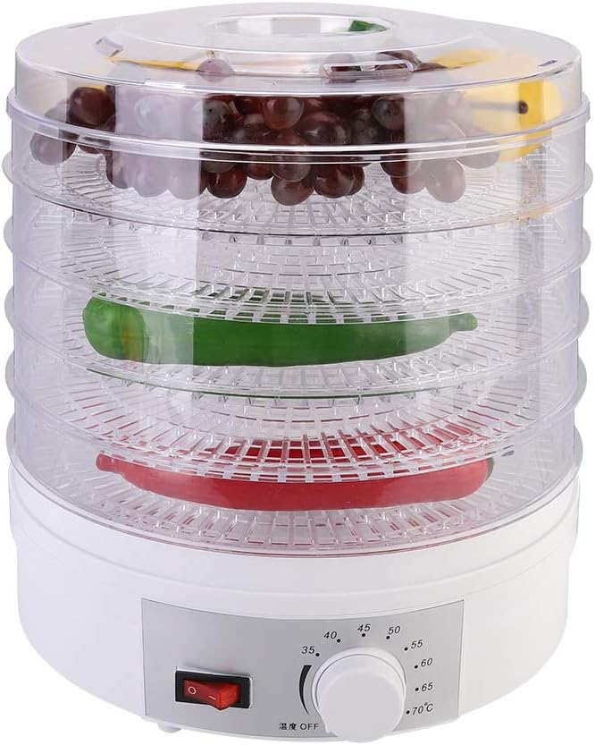 5 Tier Food Dehydrator, 15L UK Plug 220V 350W Fruit Dehydrator Fruit Dryer Machine Food Dryer Machine with Adjustable Temperature Control 35‑70°C for Drying Fruit, Meat, Vegetable, Jerky.