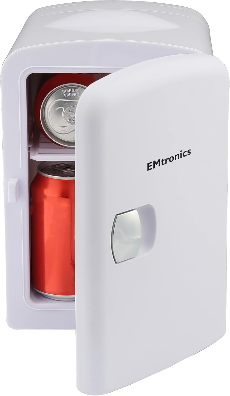 EMtronics EMMF6LWH Compact Mini Cooler Fridge 6 Litre, 8 Can Portable AC+DC Power For Bedrooms, Cars, Offices; Skincare, Makeup, Cosmetics, Food (White).