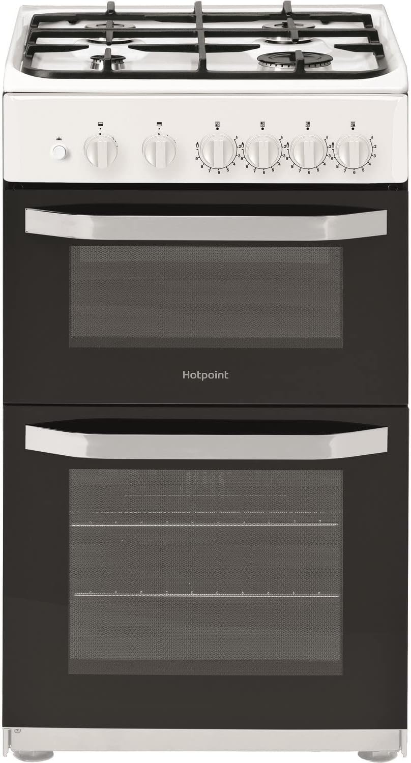 Hotpoint 50cm Double Cavity Gas Cooker - White.