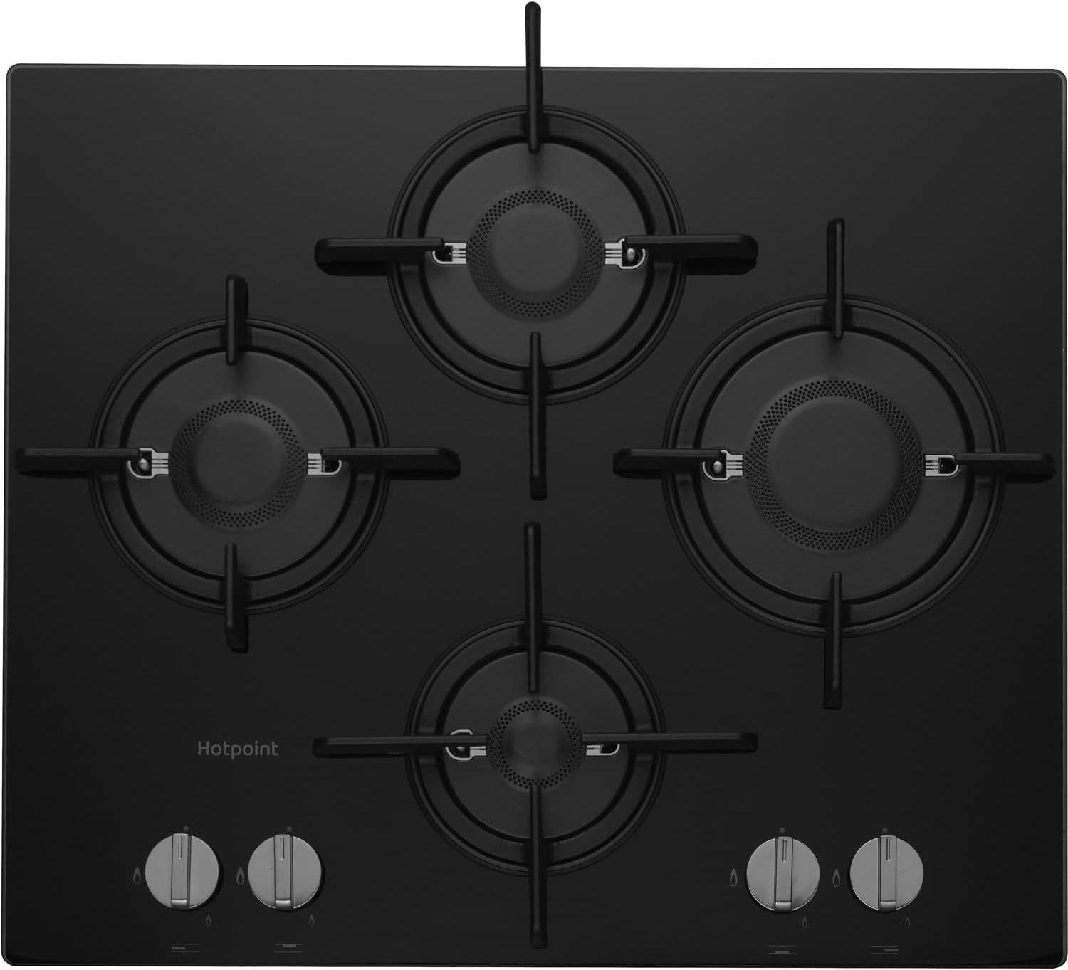 Hotpoint 60cm Gas on Glass 4 Burner Gas Hob - Black.