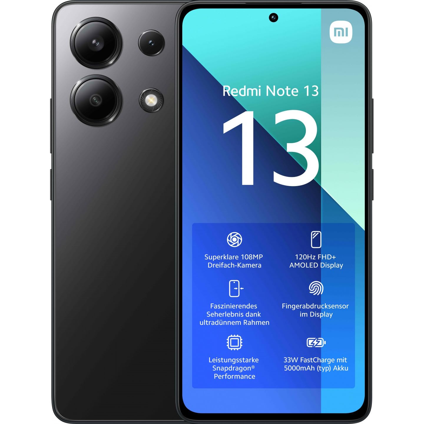 Xiaomi Redmi Note 13 Smartphone 6+128GB - Black (UK Version + 2 Years Warranty).