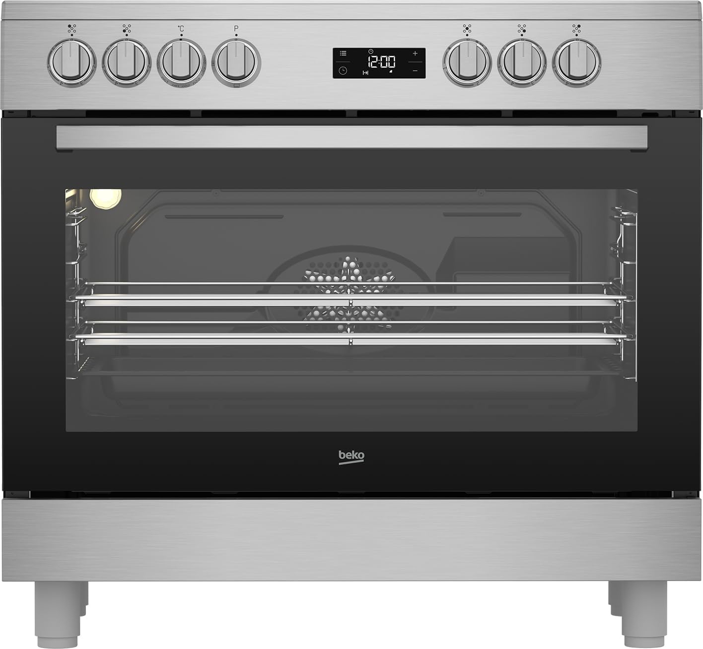 Beko GF17300GXNS 90cm Electric Range Cooker with Ceramic Hob - Stainless Steel - A Rated.