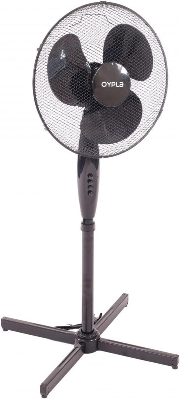 Oypla Electrical 16" Oscillating Black Extendable Free Standing Tower Pedestal Cooling Fan.