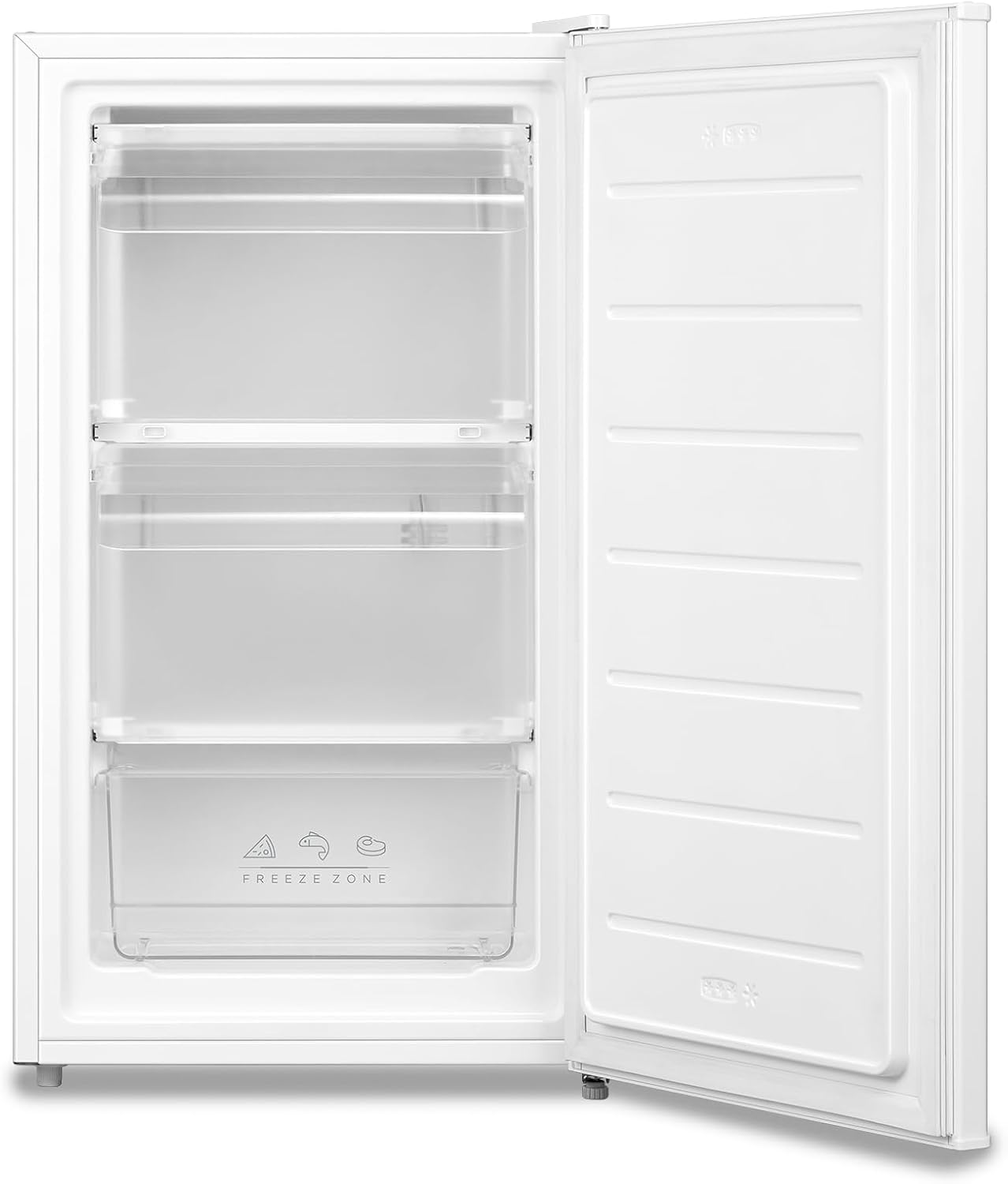 COMFEE' RCU60WH2(E) 60 Litre Freestanding Under Counter Freezer, 48cm Upright Freezer Adjustable Thermostat, Reversible Door, 4 Star Freezer Rating Drawer, White.