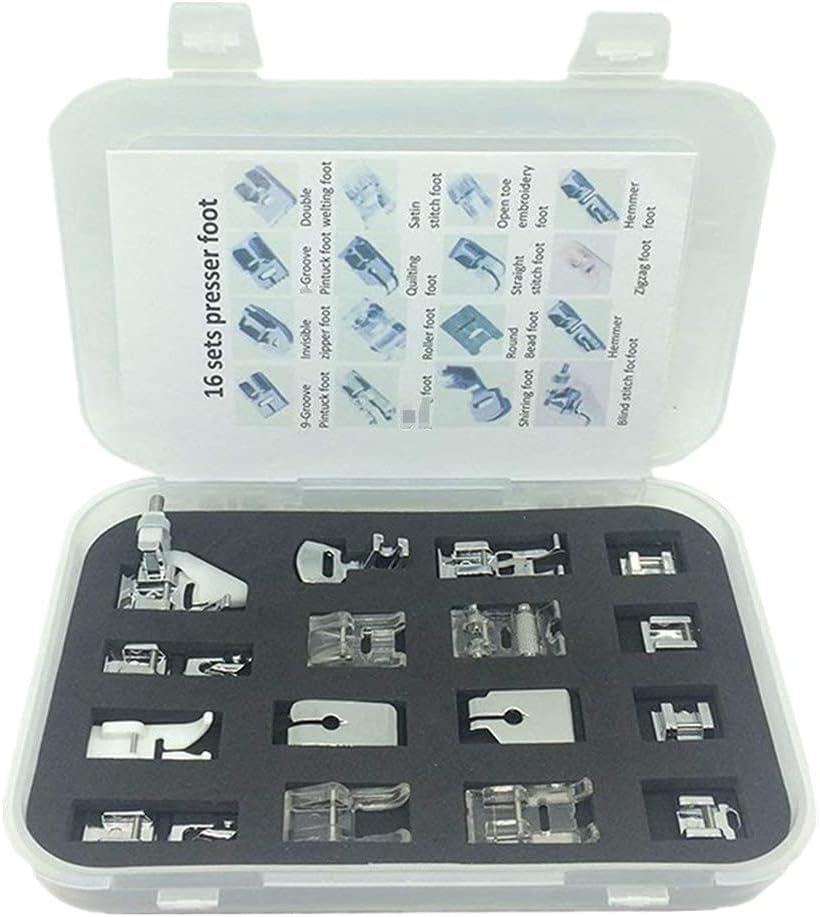 Youngine 16pcs Professional Sewing Machine Presser Feet Kit Multifunction Hem Foot Spare Parts Accessories for Low Shank, Brother, Singer, Janome, Viking, Toyota, Simplicity, Kenmore.