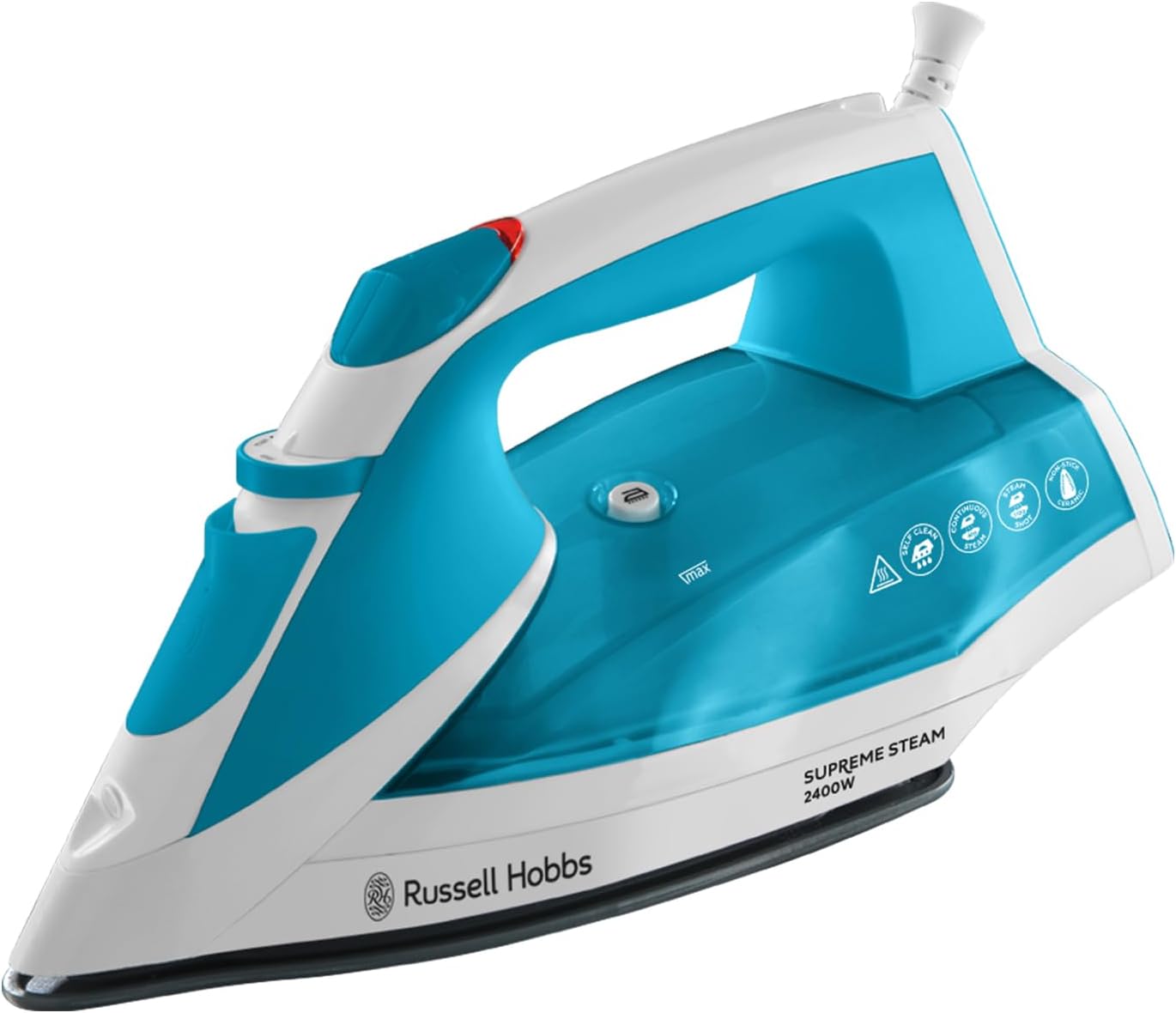 Russell Hobbs Supreme Steam Iron, Powerful vertical steam function, Non-stick stainless steel soleplate, Easy fill 300ml Water Tank, 110g Steam Shot, 40g Continuous steam, 2m Cord, 2400W, 23040.