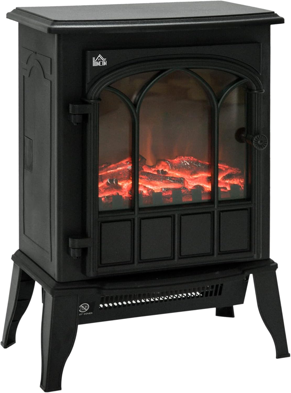 HOMCOM Freestanding Electric Fireplace Heater Stove with LED Flame Effect 1000W/2000W Black.