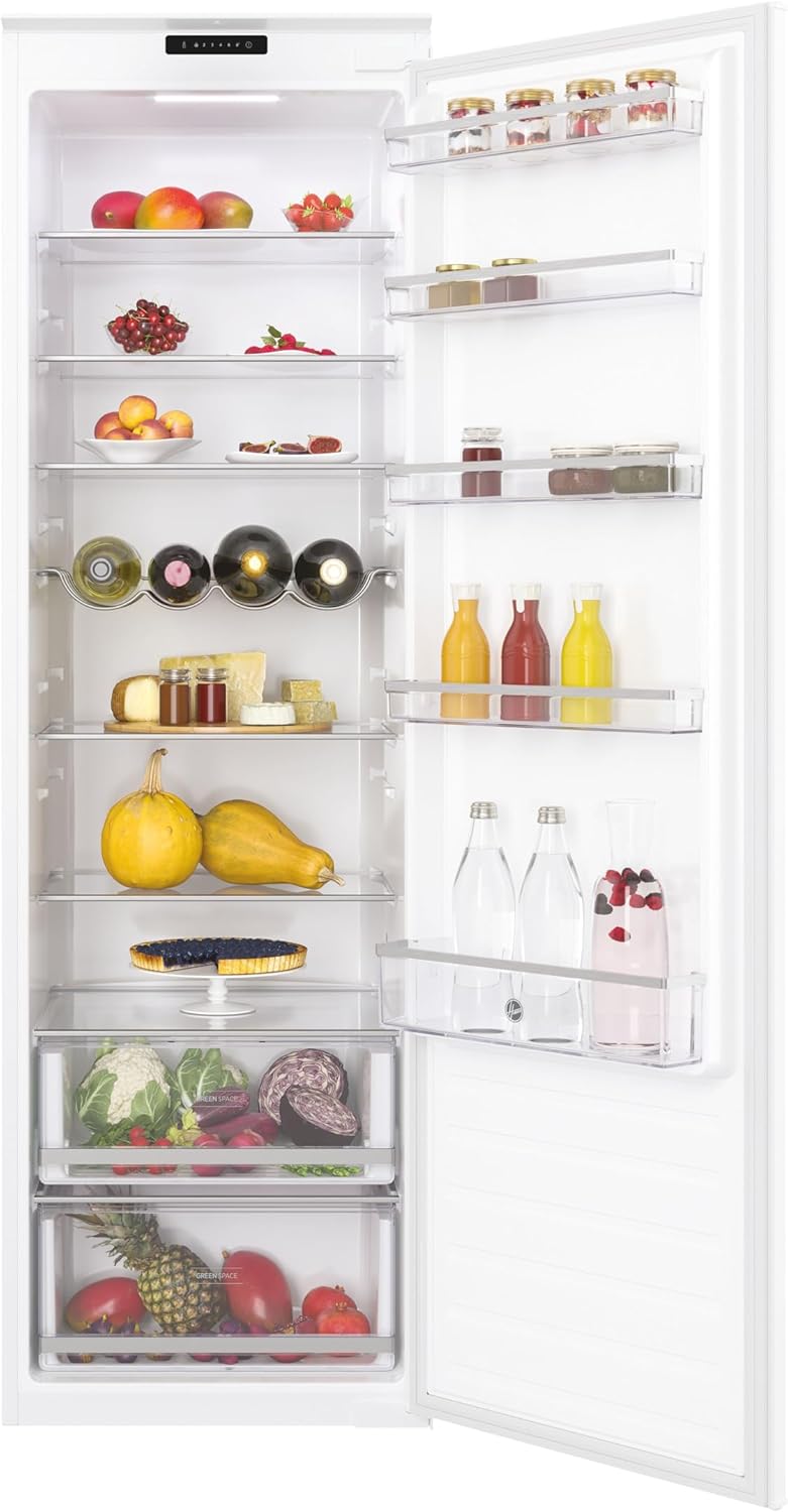 Hoover HOMS518EWK Integrated Tall Larder Fridge 316L Total Capacity, White, E Rated.