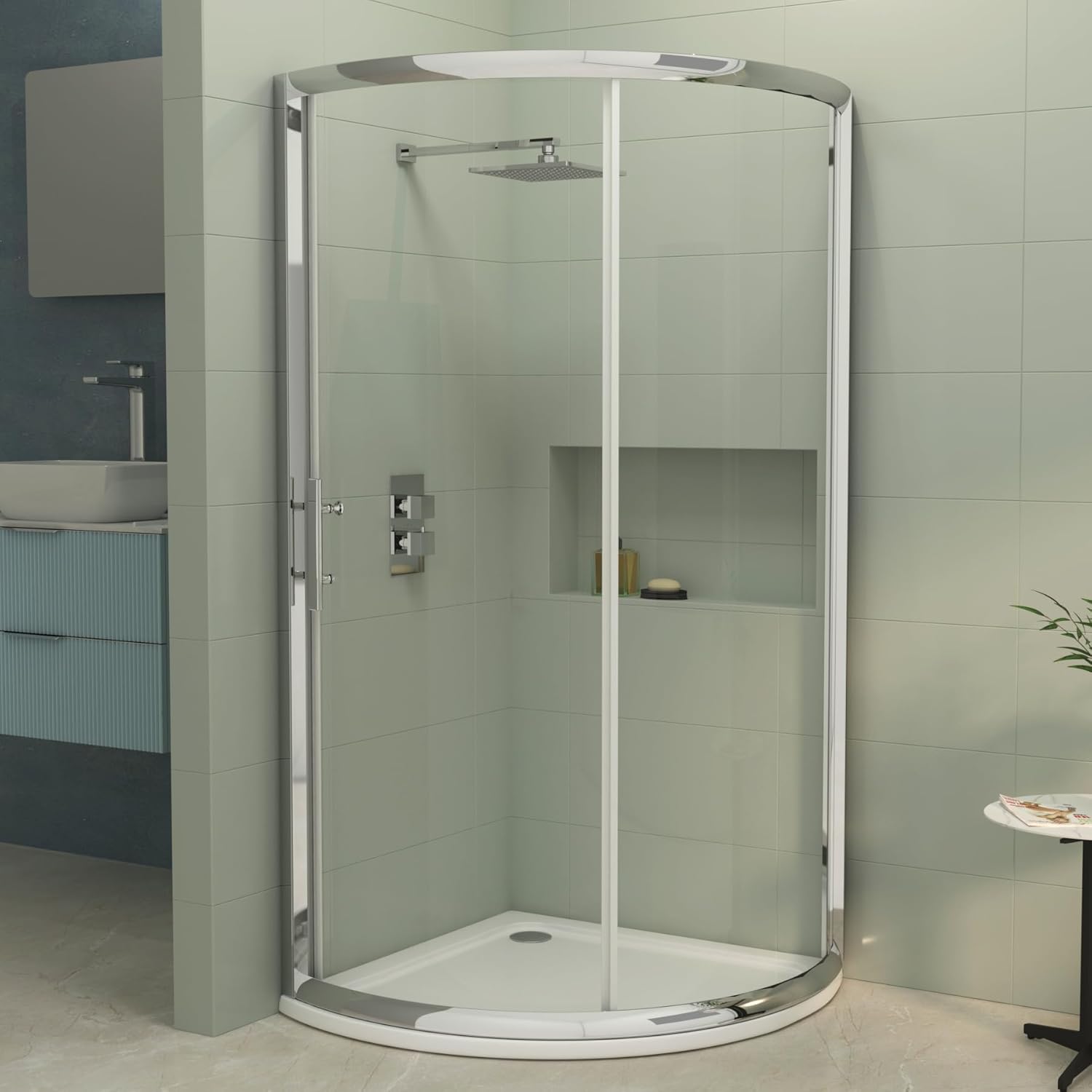 660 x 660 mm Quadrant Shower Enclosure with Acrylic Tray Single Sliding Cubicle Door 6mm Safety Tempered Glass.