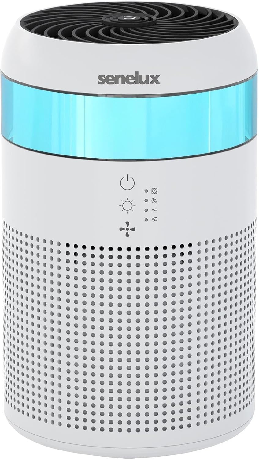 Senelux HEPA Air Purifier for Bedroom with 7 Light Colours, Mini Air Purifier for Home Office Living Rooms, Small Desktops for Pet Dander Mould Pollen Odours Smoke Dust.