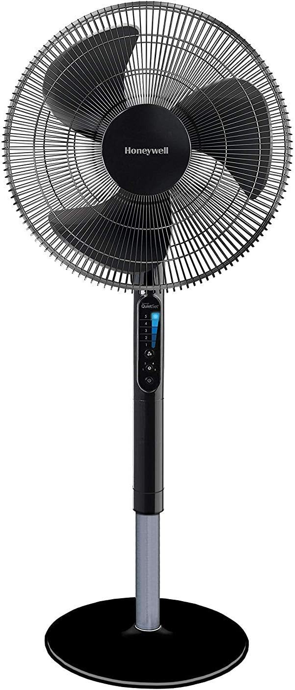 Honeywell Advanced QuietSet 16" Stand Fan with Noise Reduction Technology & Remote Control-Black, 18.8 x 58.8 x 55 cm.