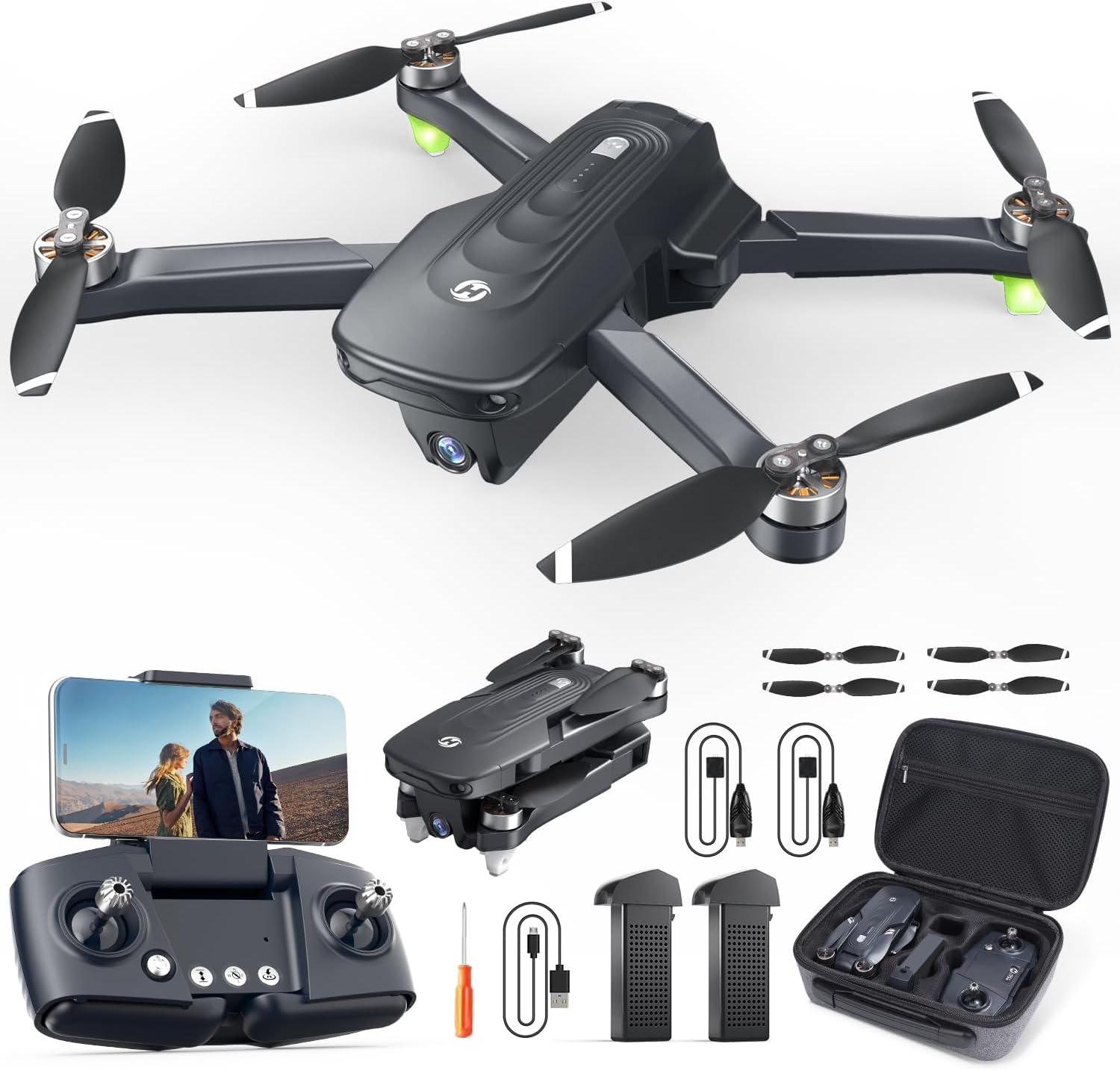 Holy Stone HS175D Foldable Drone with 4K Camera for Adults, RC Quadcopter with GPS Auto Return, Follow Me, Brushless Motor, Circle Fly, Waypoint Fly, Altitude Hold, Headless Mode, 46 Mins Long Flight.