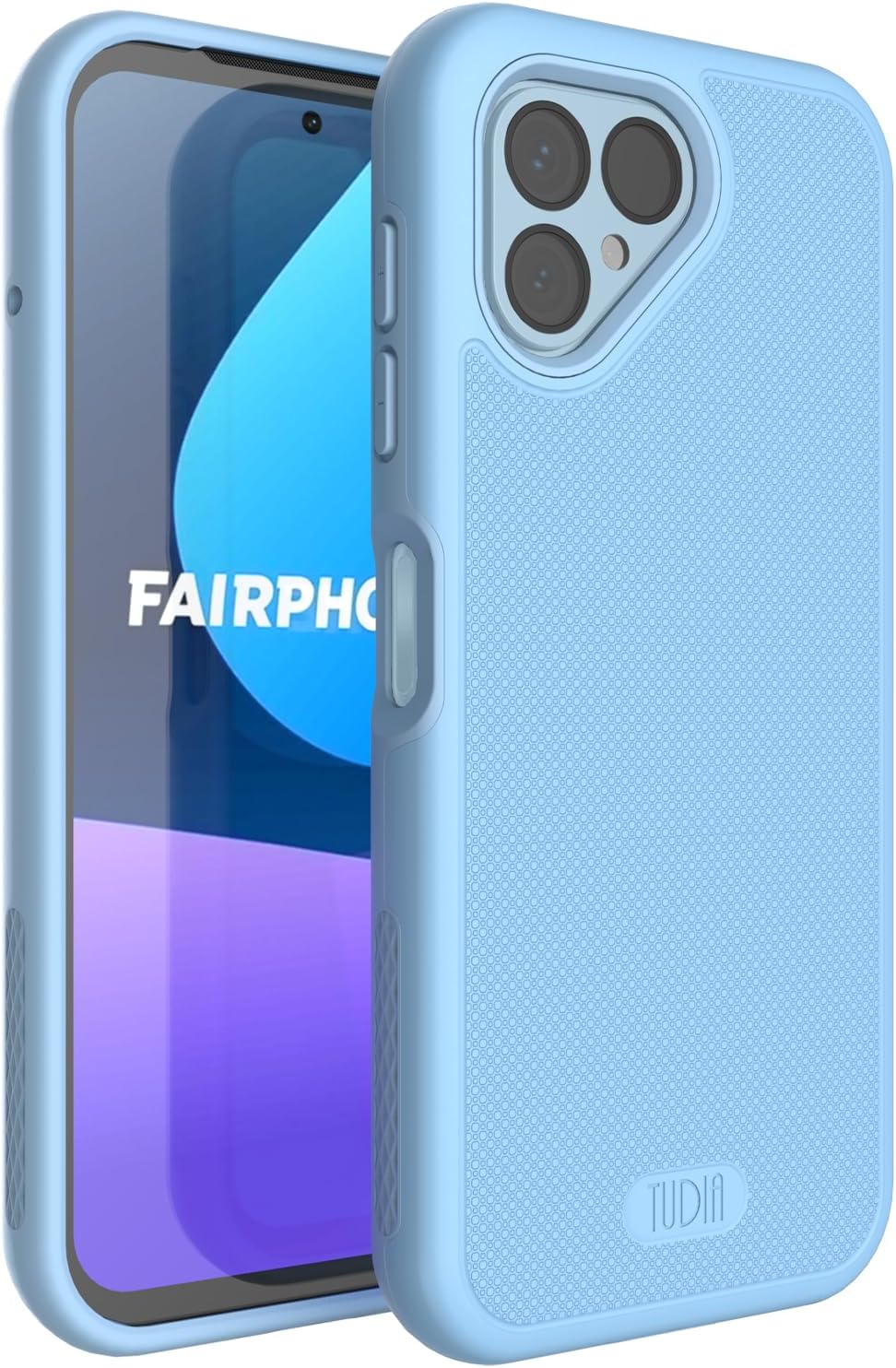 TUDIA DualShield Grip Designed for Fairphone 5 Case (2023), [MergeGrip] Military Grade Dual Layer Shockproof Slim Tough Heavy Duty Protective Phone Case Cover (Bay Blue)