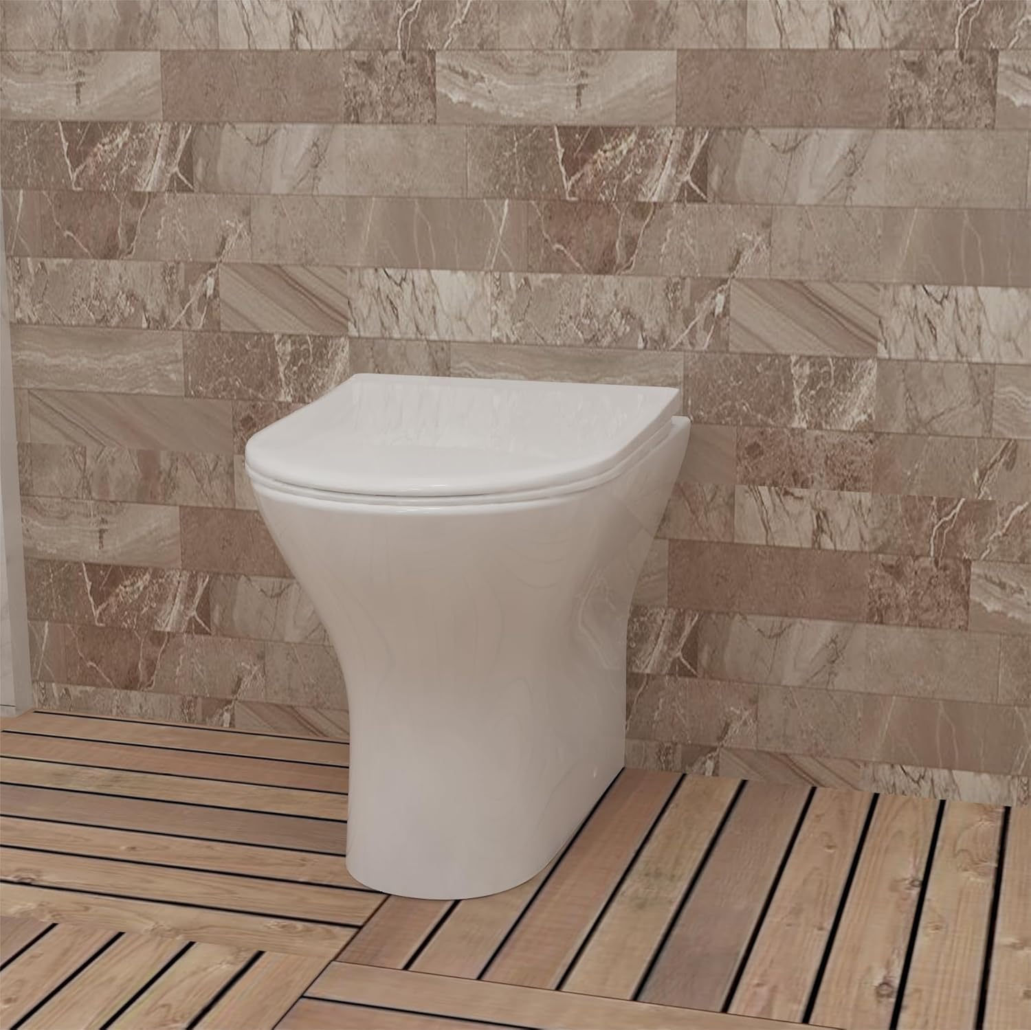 Huibathroom Bathroom Back to Wall Toilet Soft Close Seat WC Pan Round.