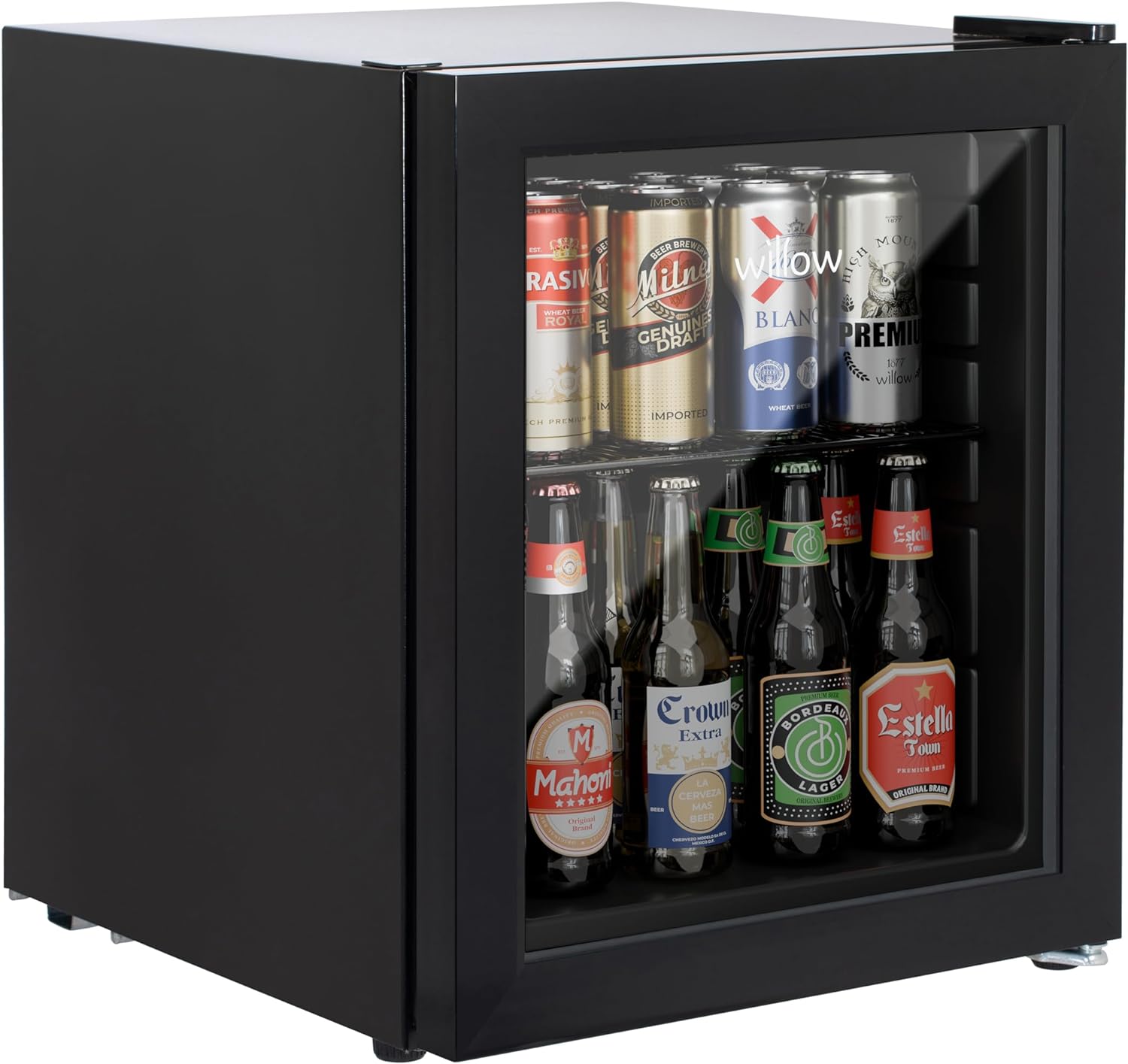 Willow WBC48B 48L Table Top Beverage Cooler with Triple Glazed Glass Door, Adjustable Thermostat, 2 Years Warranty – Black.