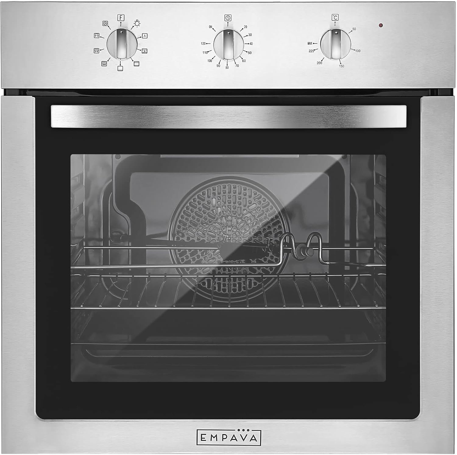 Empava Electric Oven, Built In Oven 72L, Electric Oven Built In, Ovens Electric Built In 12 Functions, Installed Ovens 60cm, Single Oven 2800W,Fan Oven,Fan Ovens Electric Built In-Stainless Steel.